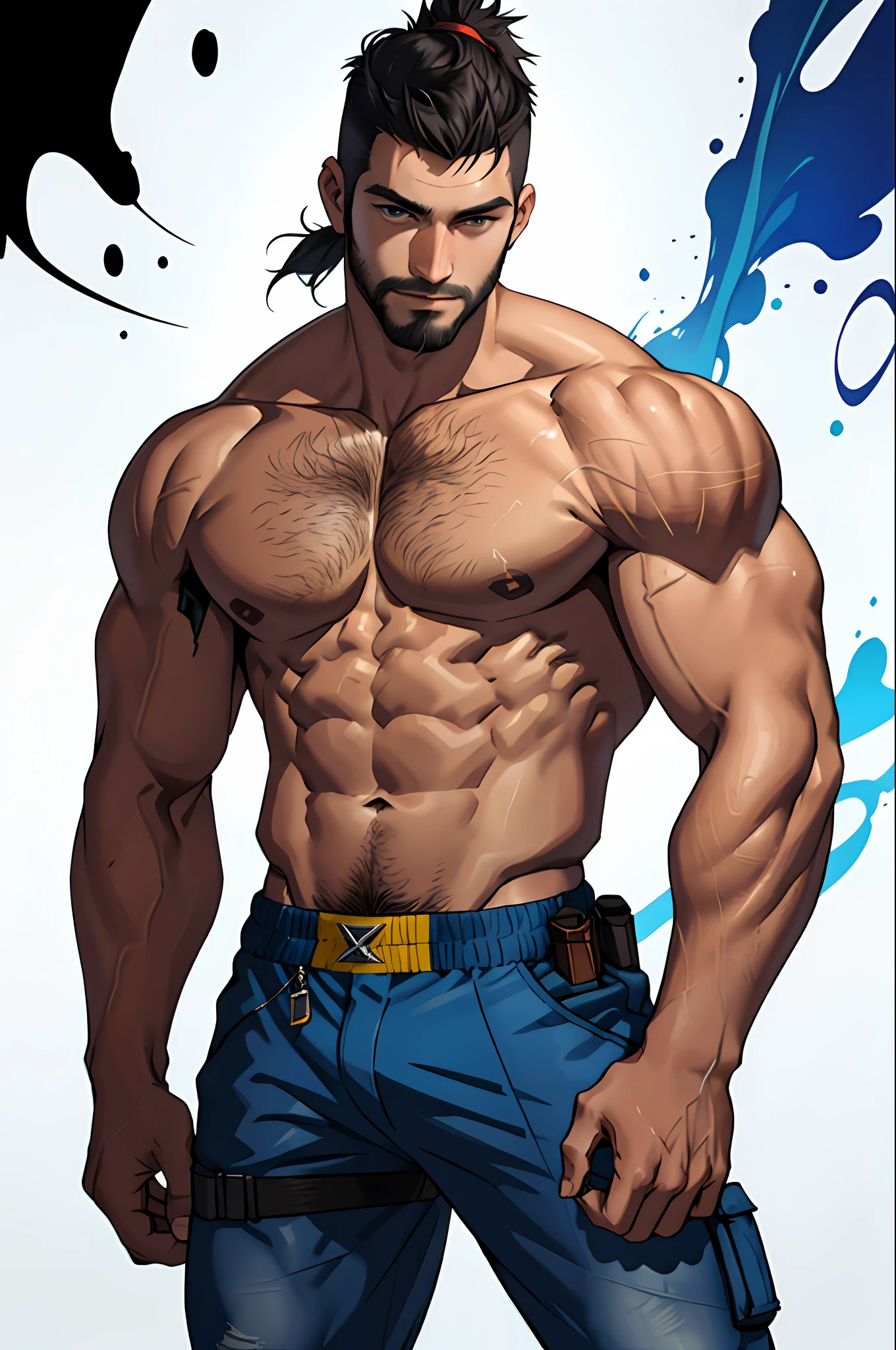 abstract background, 1boy, pose, dynamite, sexy, hairy man