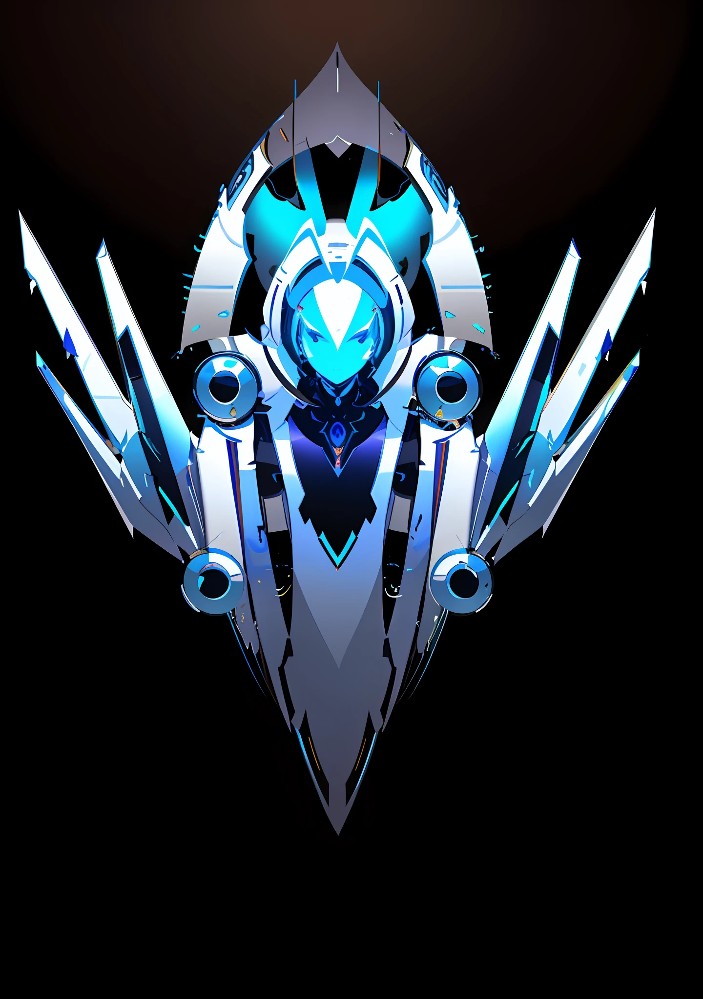 Front with stylized design drawings, clear line art, strong line art, symmetrical concept art, robot mecha female faucet head, mecha wings, symmetry!! Concept Art, Fashion Mecha Female Faucet, Creature - Mecha Face, Simple Line Art, Mecha Inspiration, Variable Line Art, Symmetry Concept Art