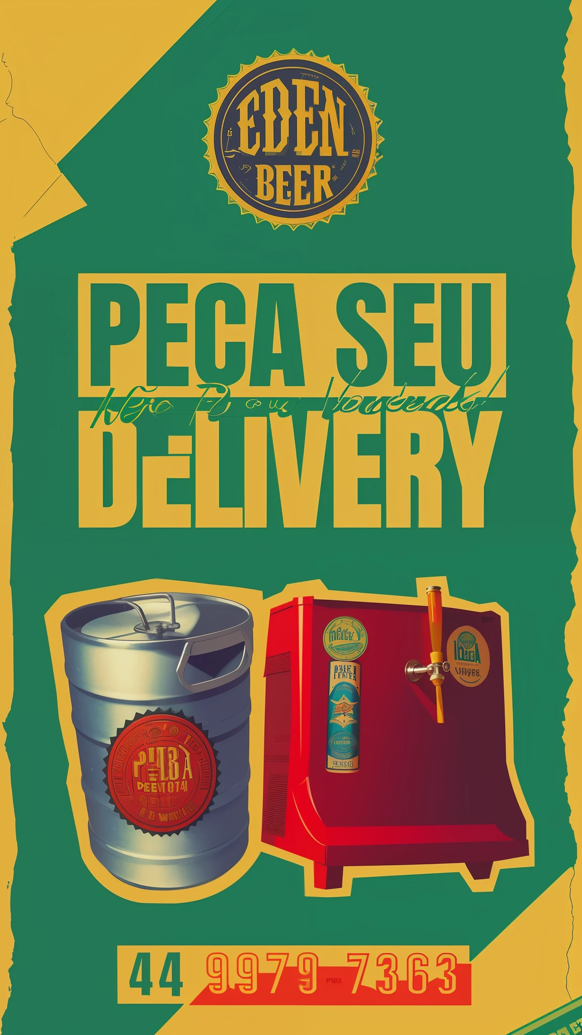 a close up of a poster with a keg and a beer, order now, piltover, beer, delivering parsel box, paul pepera, ordered, ad image, inspired by Géza Dósa, ready, ps, by Silvia Pelissero, pub, 1614572159, tutorial, ese, sus