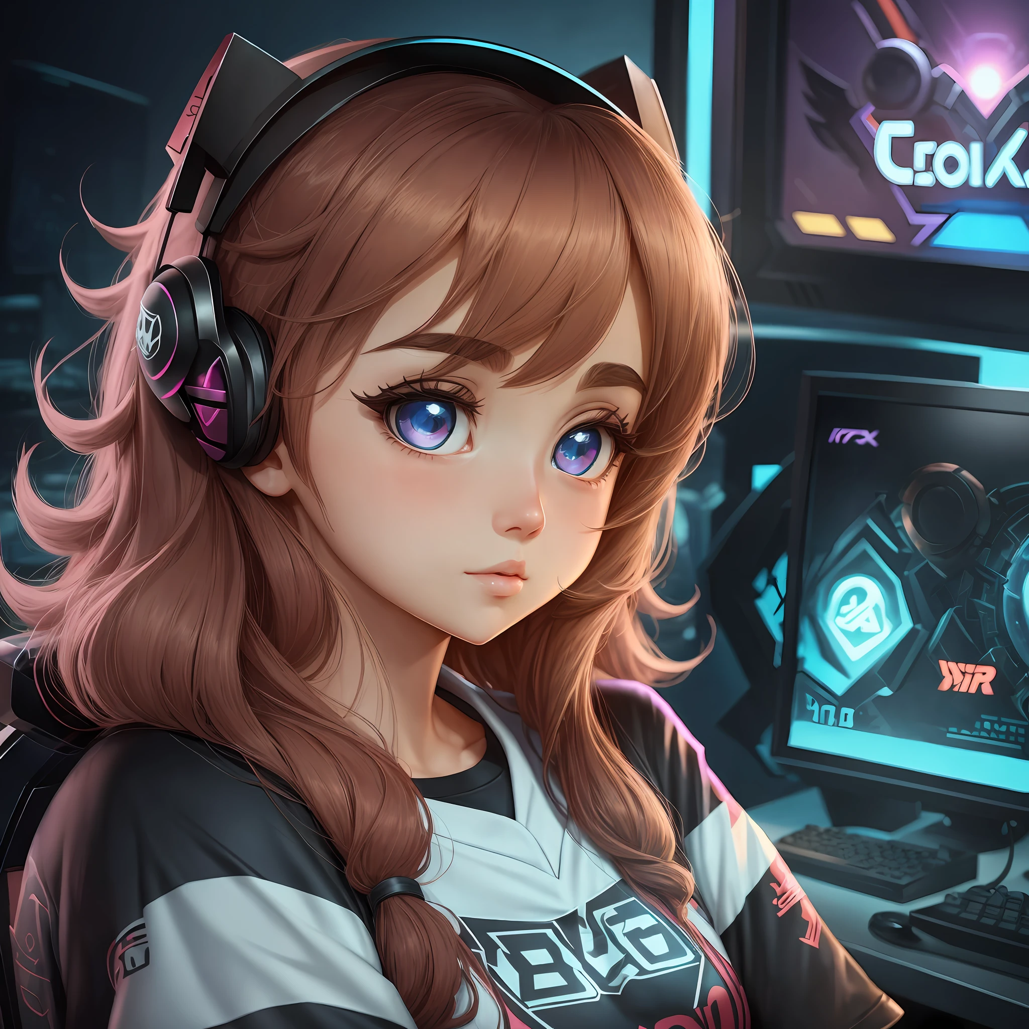 woman, cartoon, big eyes, esports, uniform, hot, summer, fluffy face --auto --s2