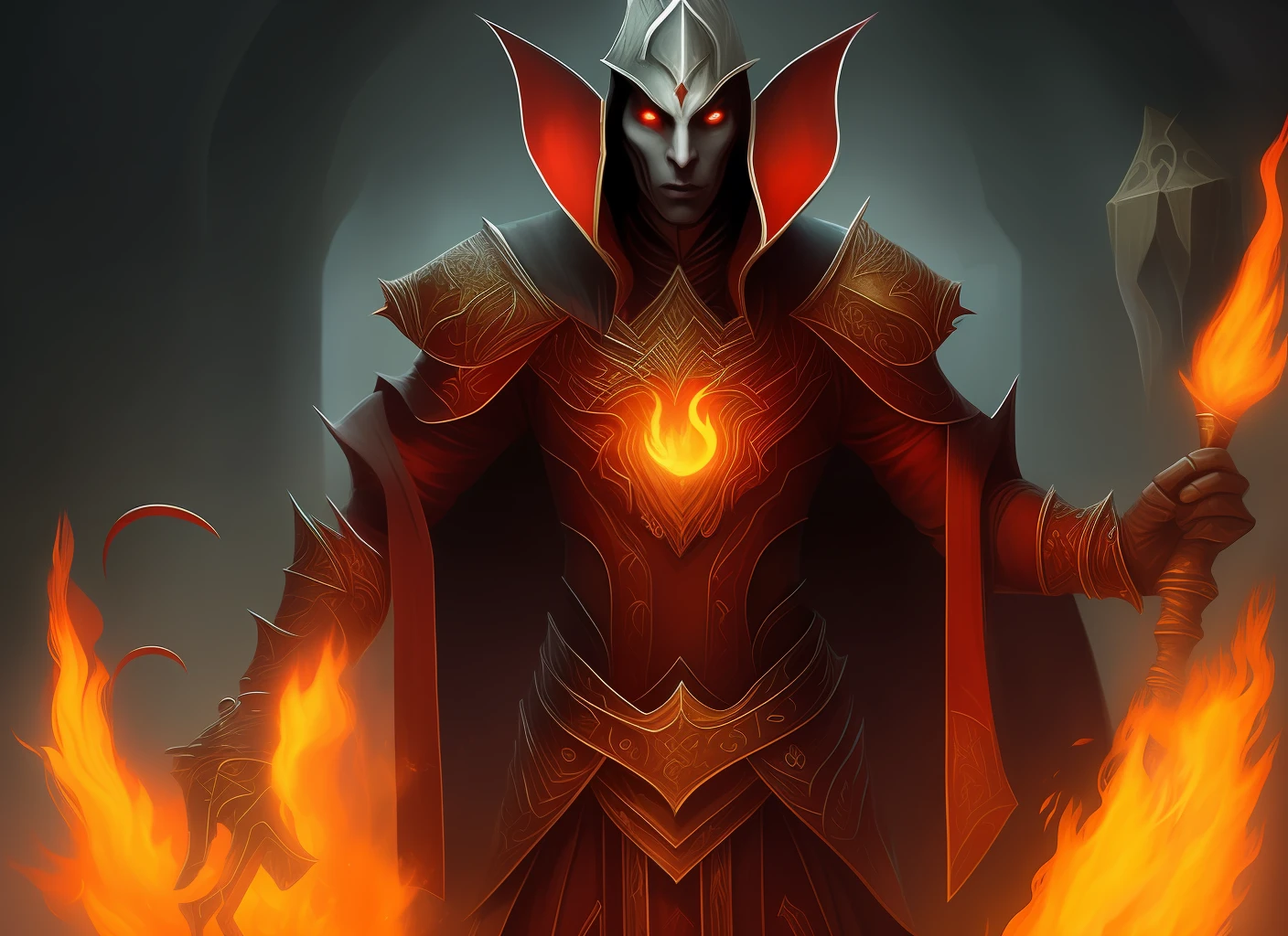 The Pyromante Dunmer is a fiery sorcerer who masters the flames and excels in the use of the magic of destruction, specializing in fire. As a Dunmer, a dark elf from Morrowind, you inherit your people's natural affinity for fire and use that passion in combat to incinerate your enemies.
