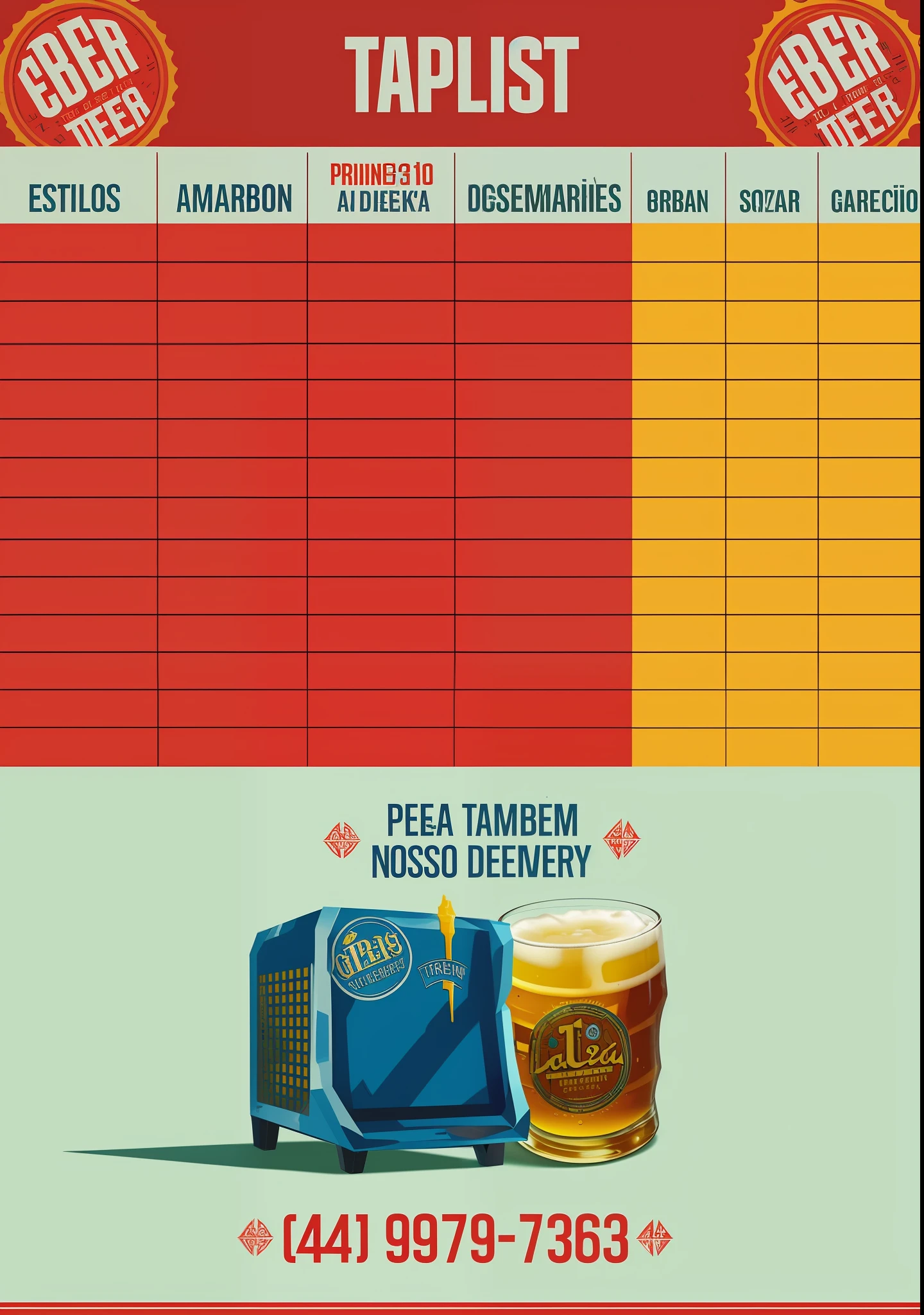 a poster with a list of the top 10 items for the table, beer, very detailed labeling, description, !!!! very coherent!!!!, “erebos’s titan, guide, ad image, ps, very accurate and detailed, ordered, gazeta, by Felipe Seade, pack, pbr, octane rende, 3 2 x 3 2, são paulo