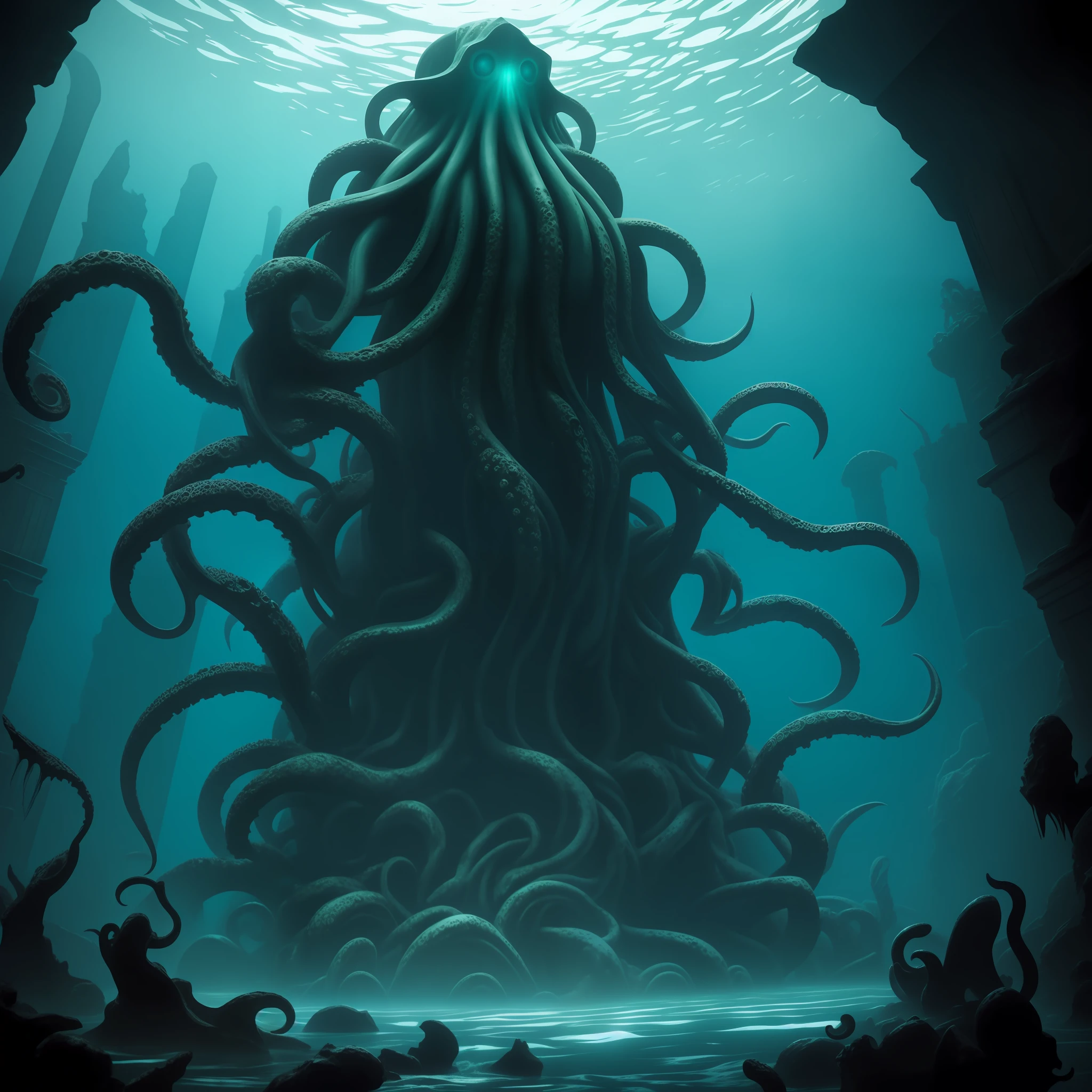 In an ancient ruin that sinks to the bottom of the deep sea, a giant statue of Cthulhu awakens. Tentacles sway the seabed, and mysterious spells echo.