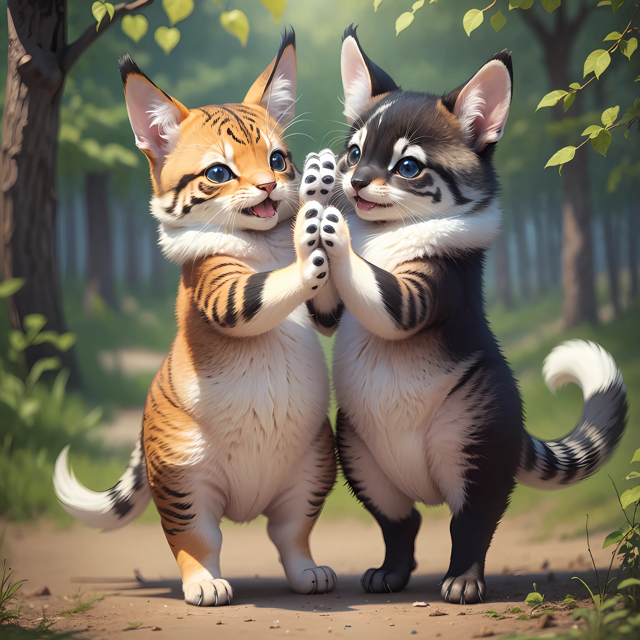 Cute animals dancing happily hand in hand --auto --s2