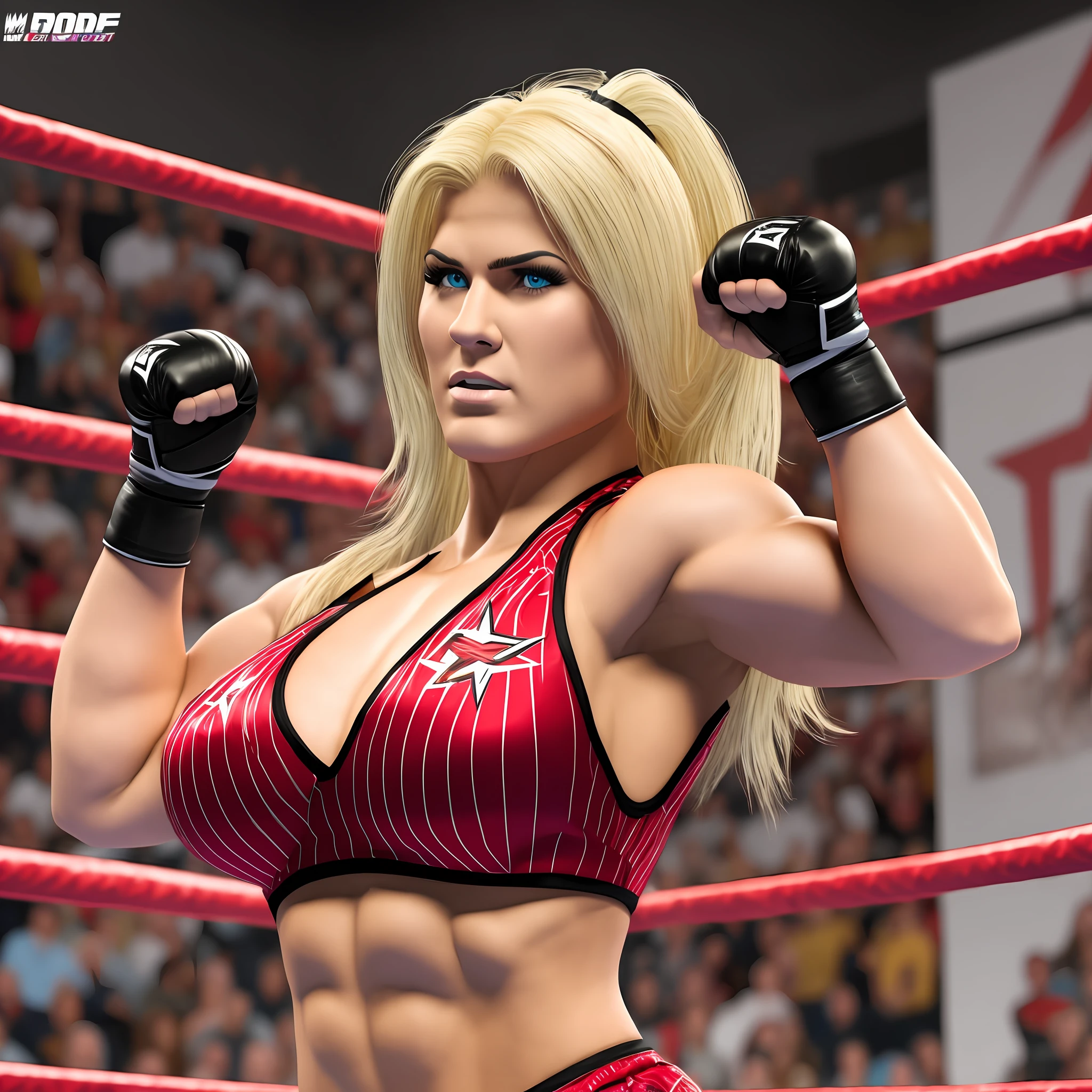 Woman wrestler wwe strong fighting ring blonde Super realistic well detailed