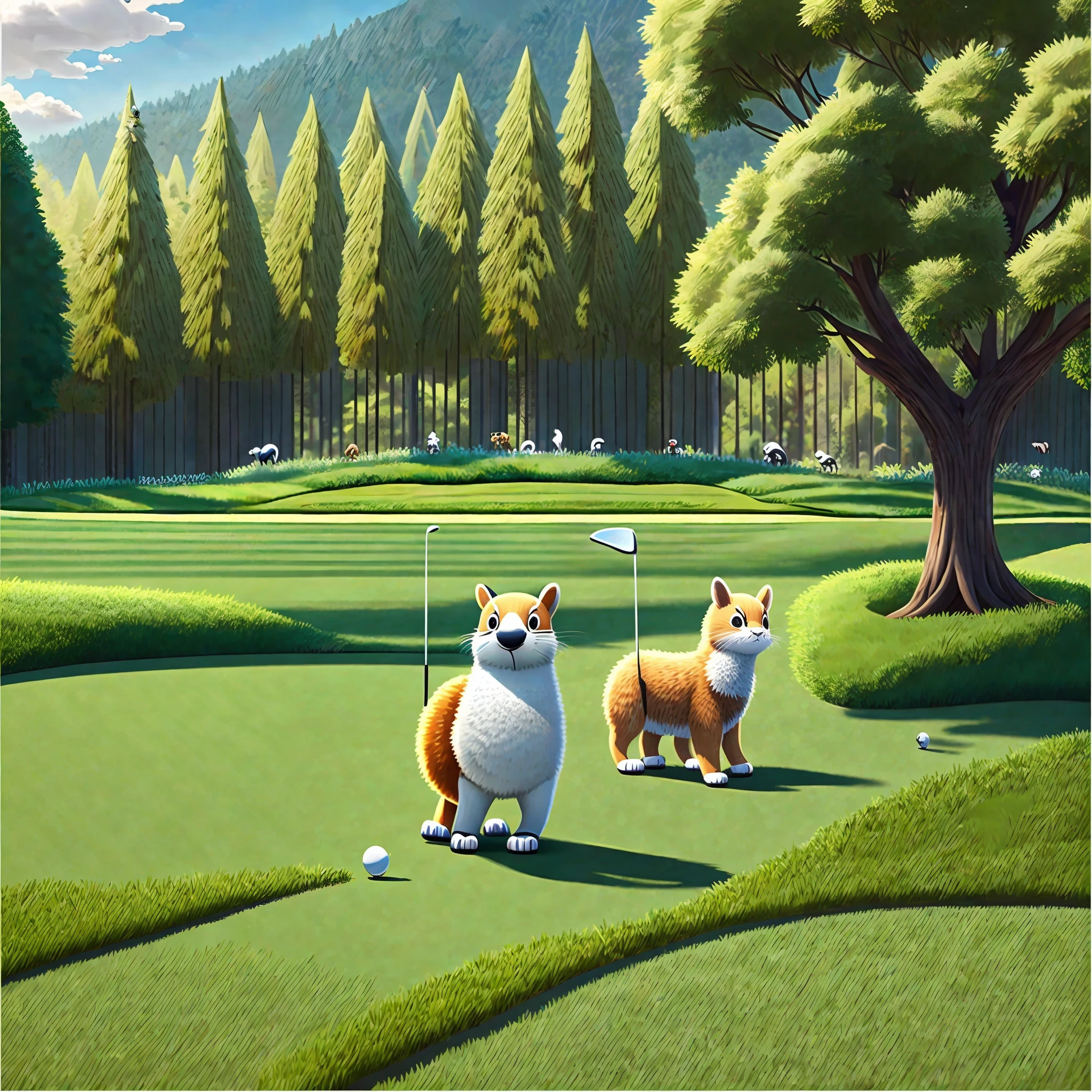 Cute animals playing golf --auto --s2