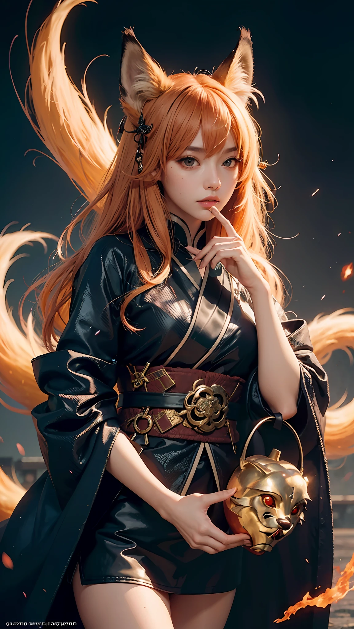 1girl,solo,
official art, unity 8k wallpaper, ultra detailed, beautiful and aesthetic, beautiful, masterpiece, best quality,
Kitsune witch, fox mask, haori jacket, foxfire spell, fox familiar, transformation,