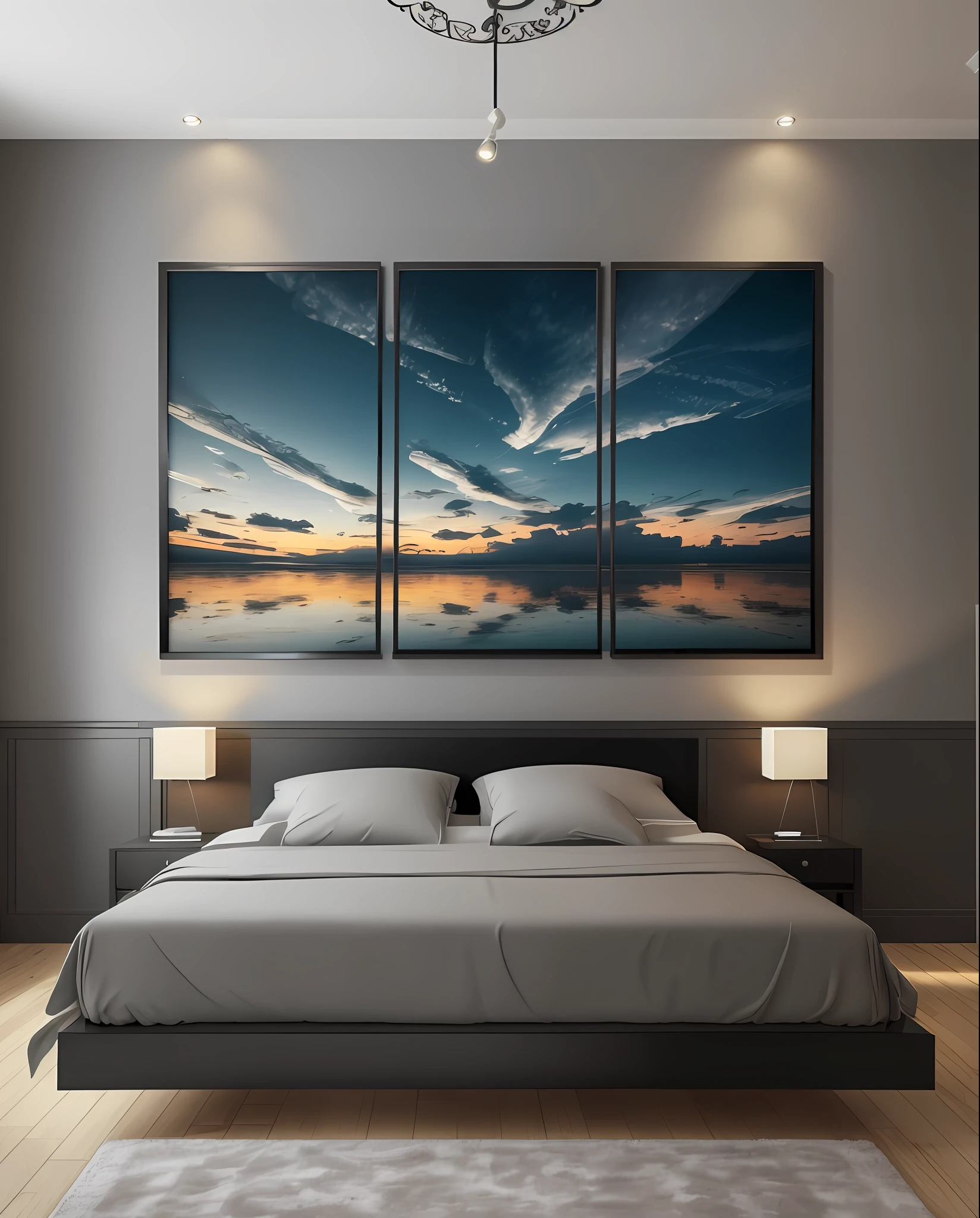 very large picture with black frame on wall at home hallway background --auto --s2