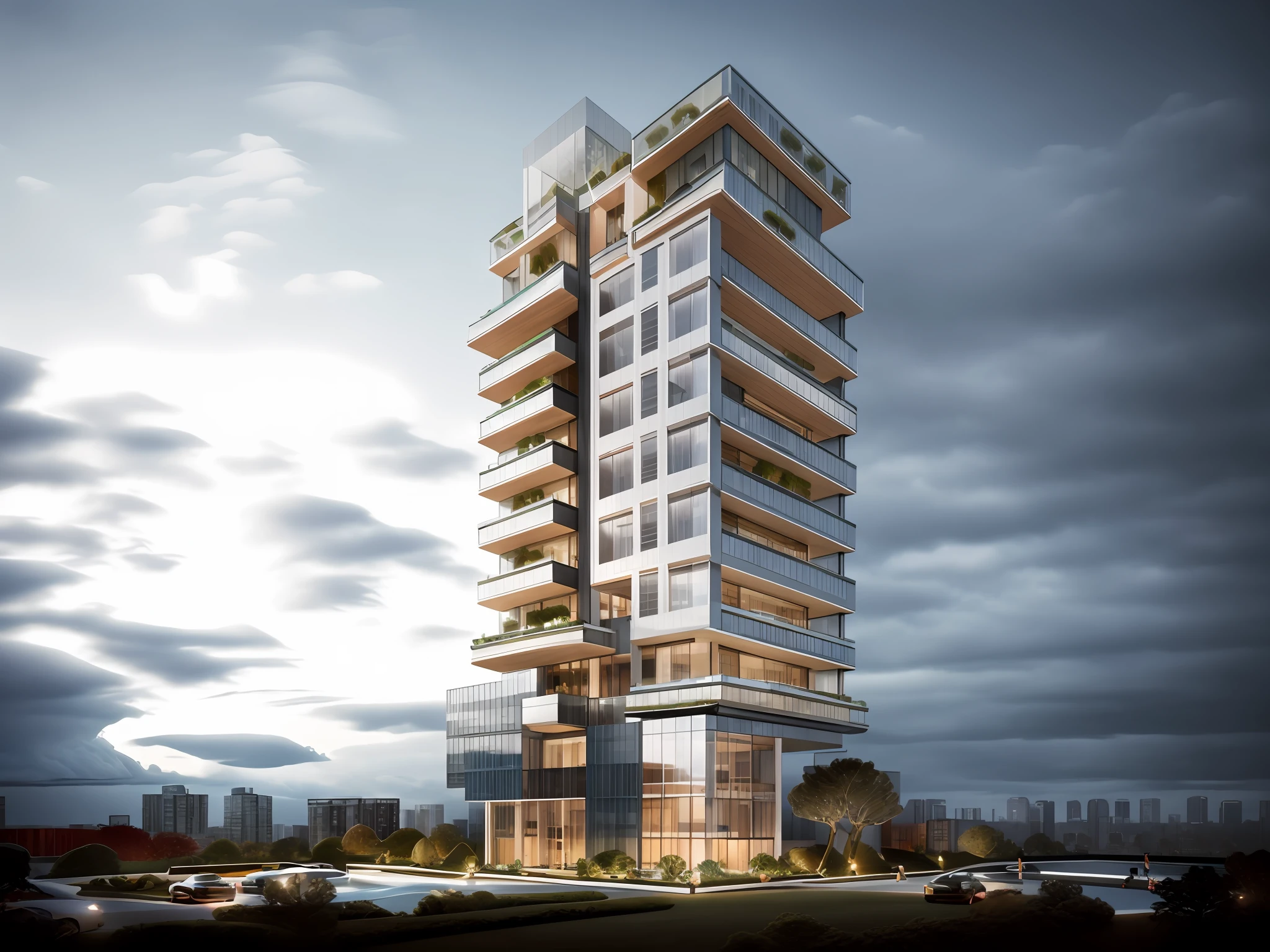 brick, conncrete, Amazing Realistic modern condominium tower in singapore with big overhang balcony and tress, Realistic black asphalt street and cars, city street with human and cars, contemporary Singapore apartment, condominium tower with overhang and cutout balcony, cutout balcony with plants and trees,a modern condominium tower with balcony cutout, glass curtain wall, shopping mall in the bottom, beautiful photo, Realistic render, edge and line enhance, shapener, octane render, ray tracing, 16k, ultra HD, Amazing beautiful modern condominium, perspective view, architectural scene, concrete structure exterior, 2 point perspective view, architectural photography, highrise condominium, Kengo Kuma, green balcony, cityscape in background, ray tracing, striped arrangements, wide angle, cloud, tree, skyscraper, blue sky, city, real world location (Image Sharpener:0.7) brutalism,brick wall,red brick,lattice facade,public building, building, house, outdoors, day,best quality, realistic, photorealistic,ultra detailed,16K,High quality texture,intricate details,detailed texture,finely detailed,photo of building , pixels perfect, sharpen edge, edges sharpener --auto --s2