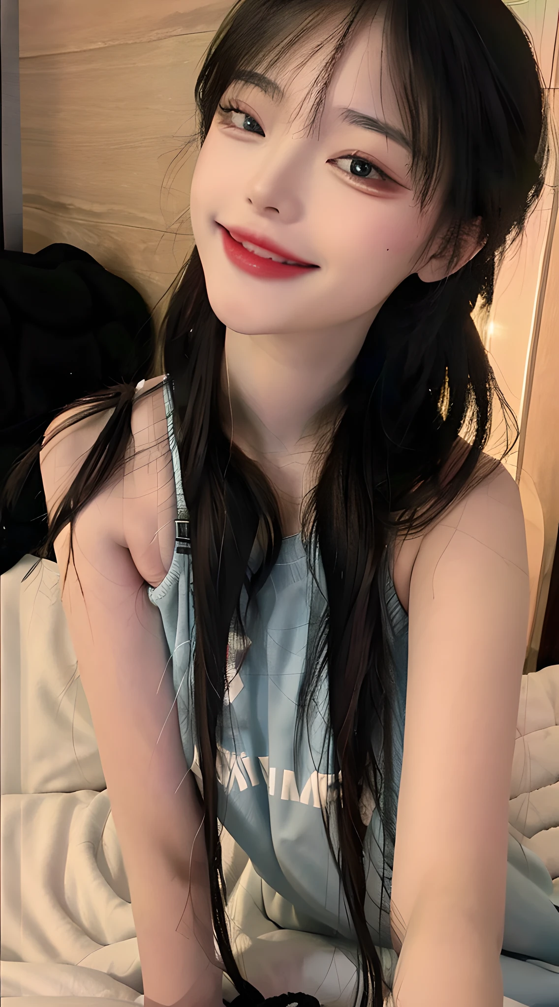 (masterpiece) , (best quality) , (reality: 1.3) , (photorealistic:1.3), Octane rendering, (surreal: 1.2) , perfect facial features, translucent body, perfect appearance, blush, (), original, extremely detailed wallpaper, highly detailed illustration, (1 Girl), (best lighting), ( super-complex detail), 4K unity, (ultra-detail CG: 1.2), (8K: 1.2), full body photo, cosplay, (smile: 1.5), seductive pose, medium chest, mature woman, red eye shadow, heart shaped eyes, one eye closed, seductive smile, excitement, Korean woman, full body photo, face face, double eyelids, smart peach blossom eyes, pink lips, small upturned nose, super high-definition, super detail, cute little face, biting lips, cos clothing