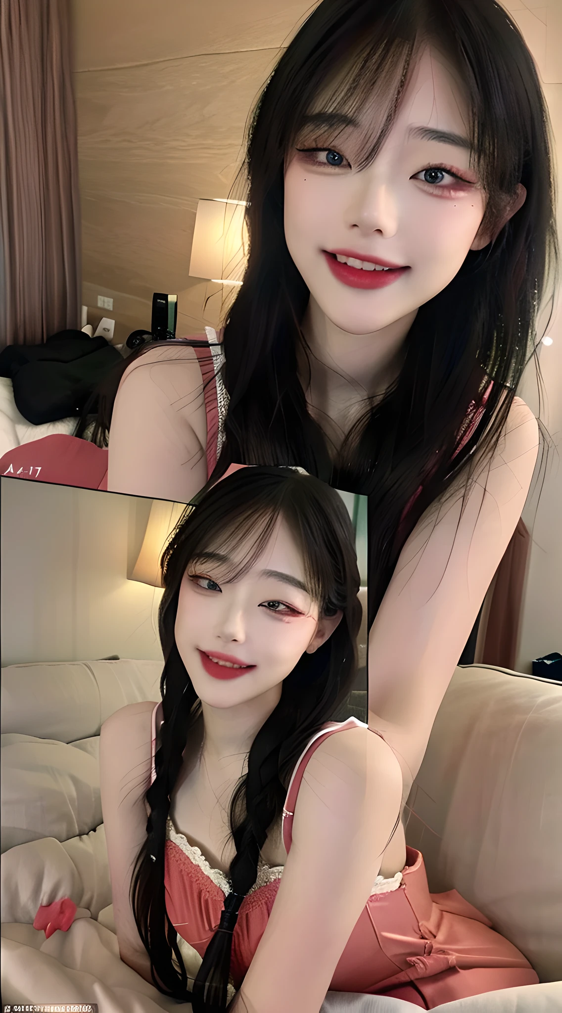 (masterpiece) , (best quality) , (reality: 1.3) , (photorealistic:1.3), Octane rendering, (surreal: 1.2) , perfect facial features, blush, (), original, extremely detailed wallpaper, highly detailed illustration, (1 girl), (best lighting), (super-complex detail) , 4K Unity, (Ultra Detail CG: 1.2), (8K: 1.2), Full Body Shot, Cosplay, (Smile: 1.5), Seductive Pose, Medium Chest, Red Eye Shadow, Heart Shaped Eyes, One Eye Closed, Seductive Smile, Excited, Korean Women, Full Body Photo, Crushing Face, Double Eyelids, Smart Peach Blossom Eyes, Pink Lips, Small Upturned Nose, Ultra HD, Super Detail, Cute Little Face, Biting Lips, Cos Costume