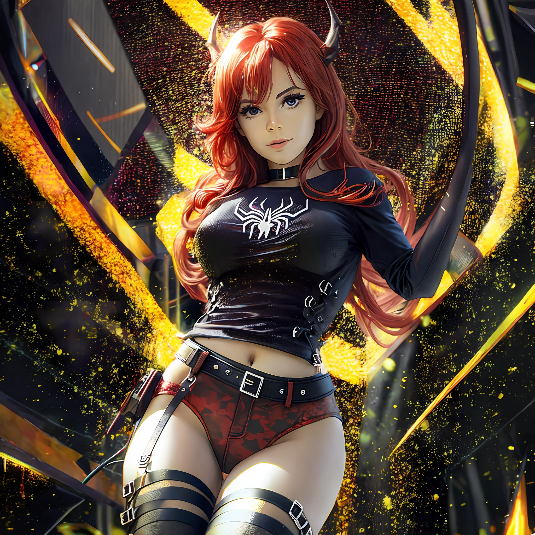 Spider woman with sexy realistic 8k short clothes