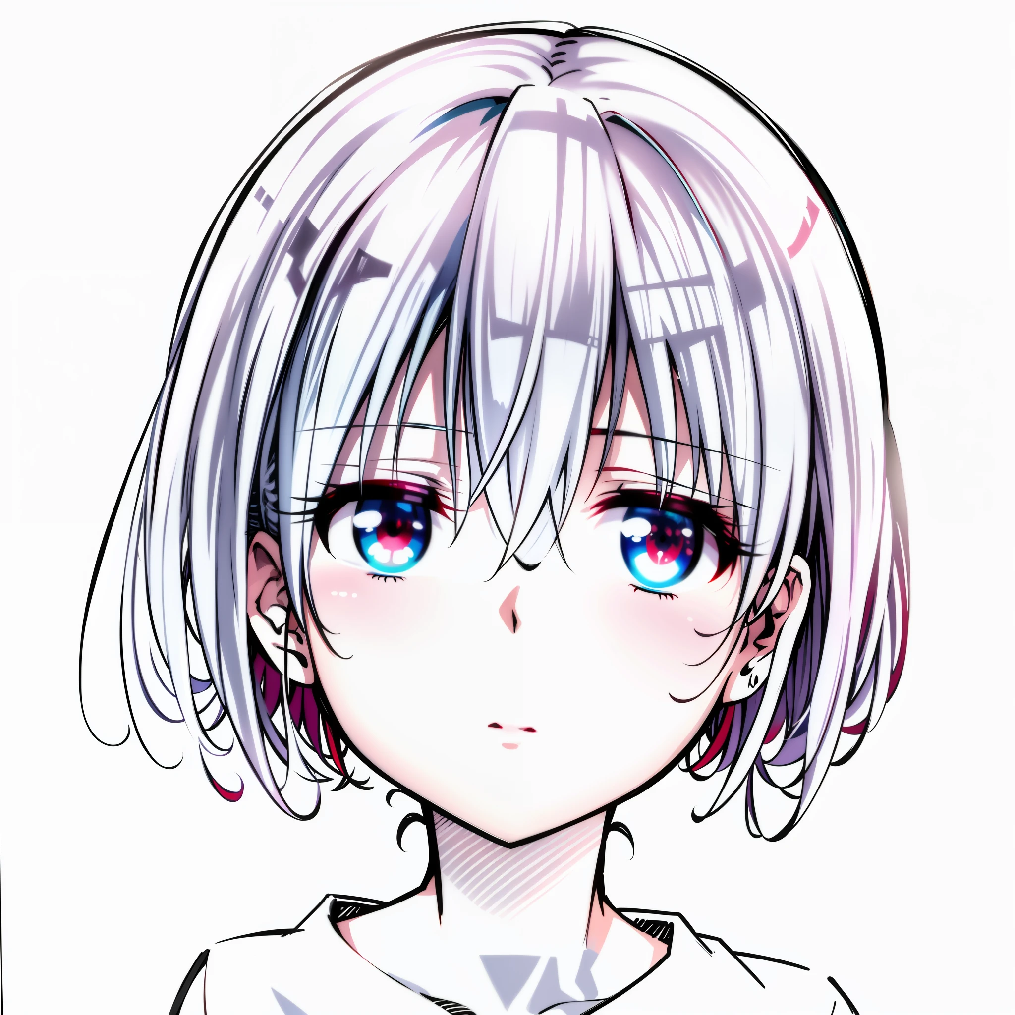 Dark red eyes blue hair cute anime girl