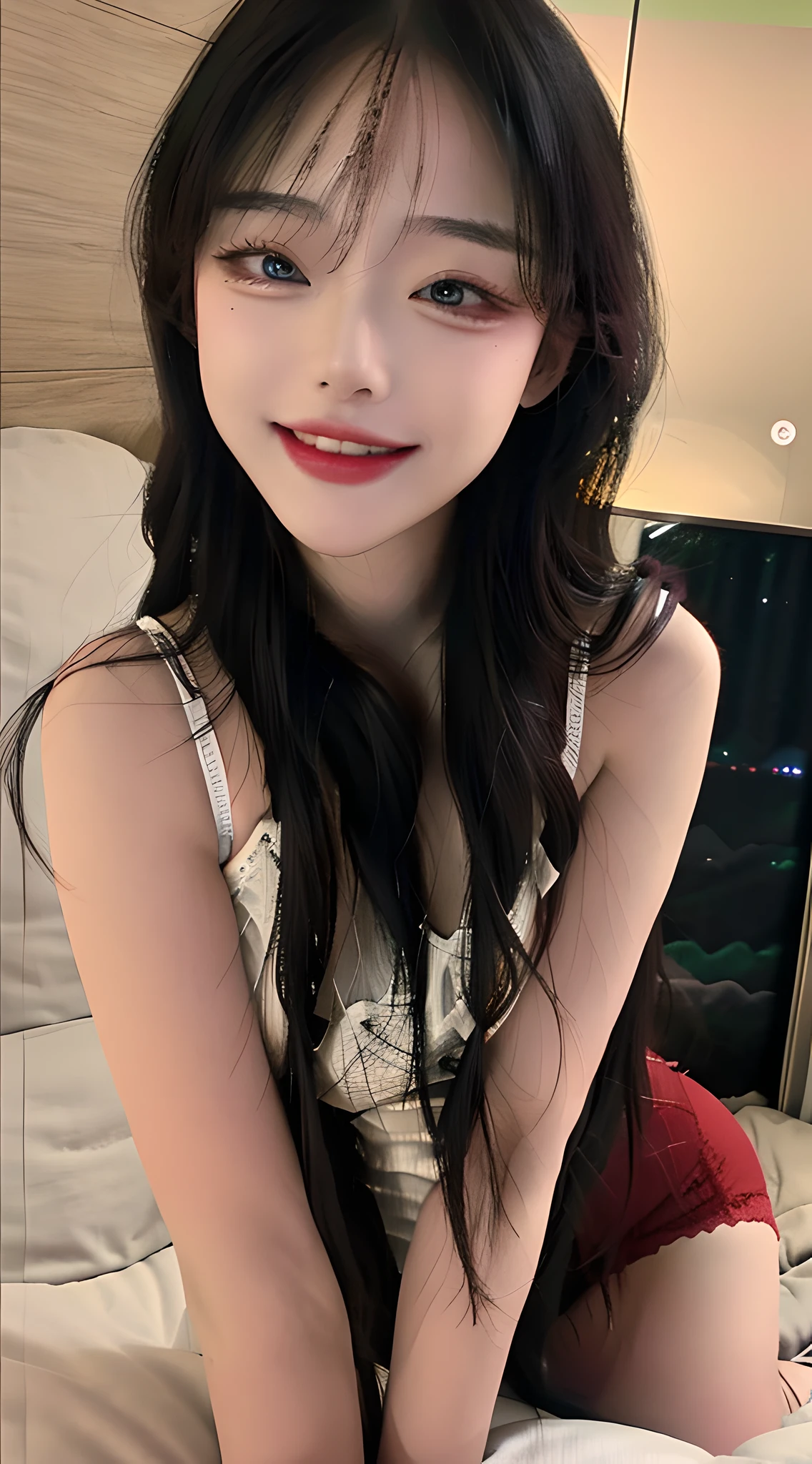 (masterpiece) , (best quality) , (reality: 1.3) , (photorealistic:1.3), Octane rendering, (surreal: 1.2) , perfect facial features, blush, (), original, extremely detailed wallpaper, highly detailed illustration, (1 girl), (best lighting), (super-complex detail) , 4K Unity, (Ultra Detail CG: 1.2), (8K: 1.2), Full Body Photo, Cosplay, (Smile: 1.5), Seductive Pose, Medium Chest, Red Eye Shadow, Heart-shaped Eyes, One Eye Closed, Seductive Smile, Excited, Korean Women, Full Body Photo, Fascinating Face, Double Eyelids, Smart Peach Blossom Eyes, Pink Lips, Small Upturned Nose, Ultra HD, Super Detail, Cute Little Face, Biting Lips