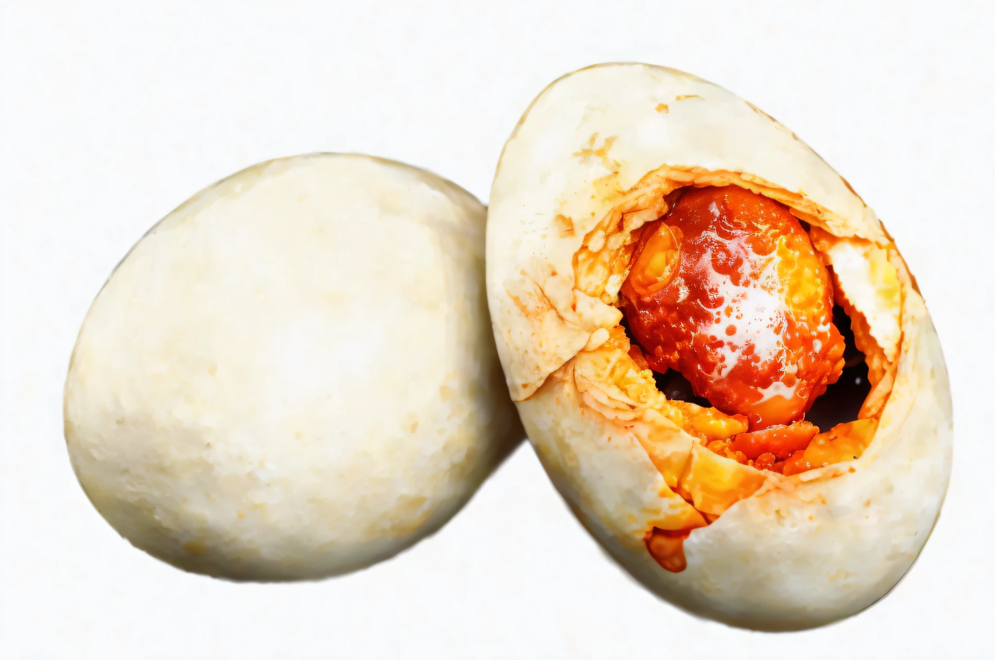 there is a white egg with a red substance inside of it, egg yolk, head is an egg, eggs, an egg, dragon eggs, easy, magic frozen ice phoenix egg, hard boiled, humpty dumpty in form of egg, hatching, nicolas cage's face on an egg, video still, 4 0 9 6, highly capsuled