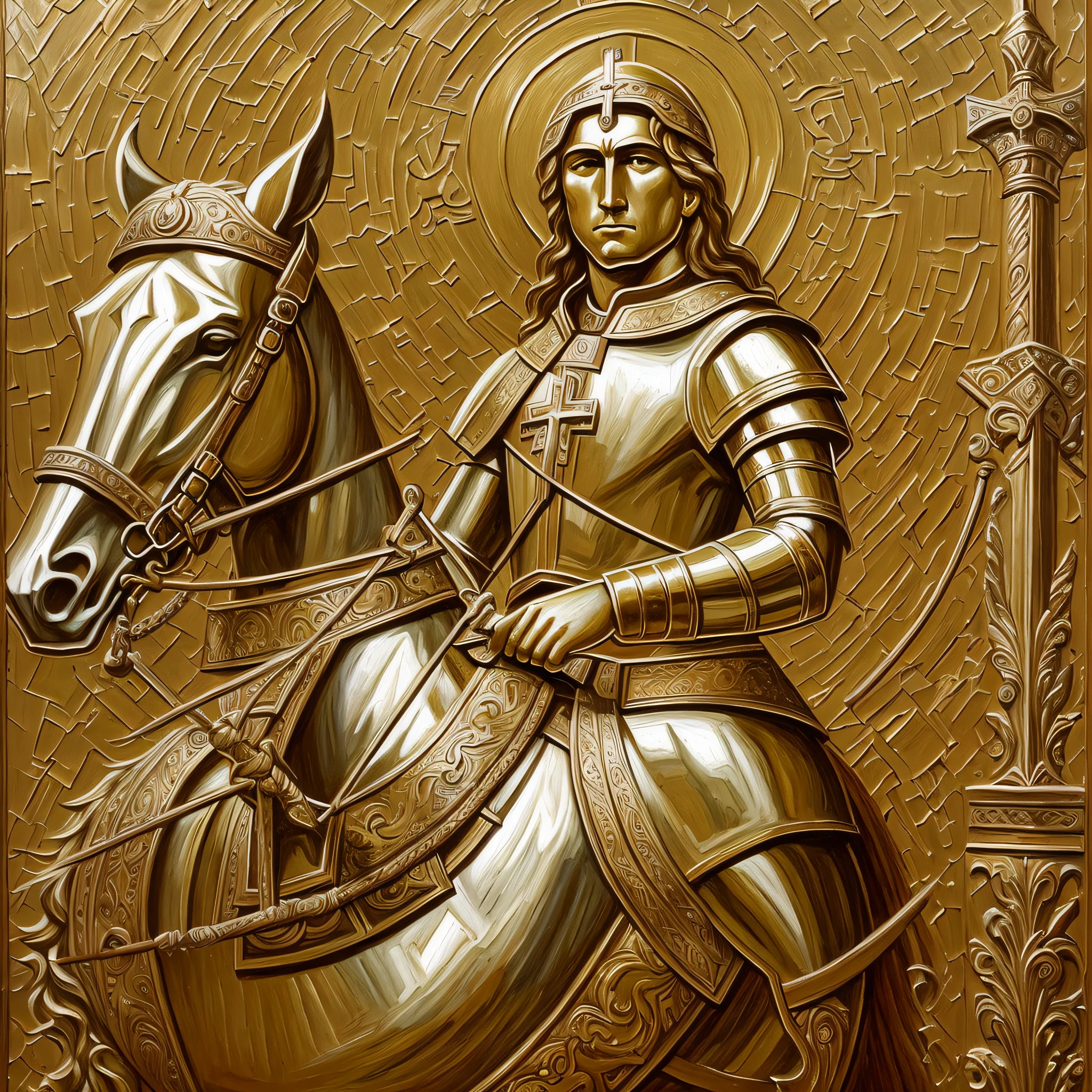 Saint George the Warrior, oil painting, Catholic, faith, patron saint --auto --s2