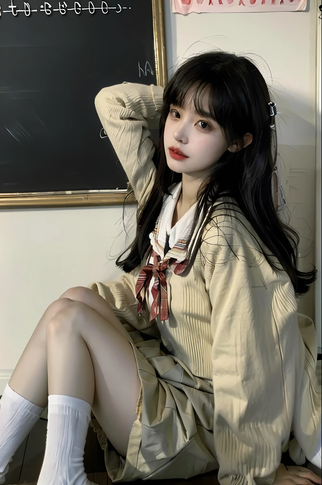 8k resolution), (RAW photo), (best quality), (masterpiece:1.5), (photorealistic:1.5), (photorealistic)), vibrant detail, ultra-realistic, 1girl, (cute: 1.2)((school uniform)),(((jk)))),road, intersection, big breast,
