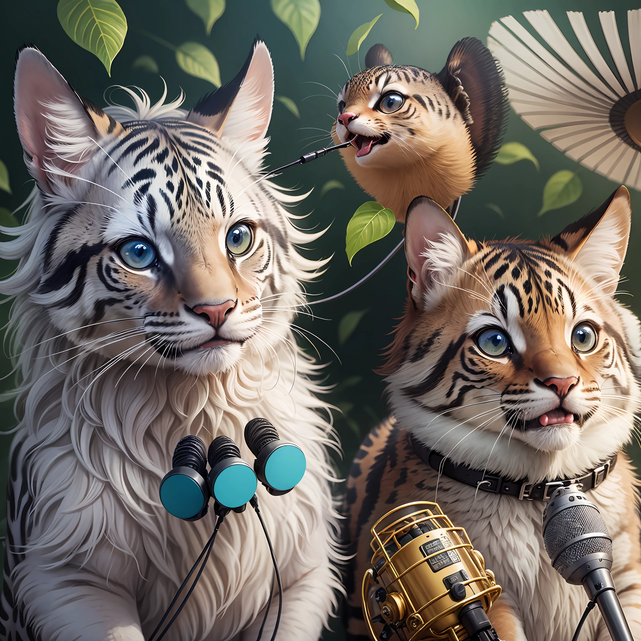 The animals are singing happily with microphones --auto --s2