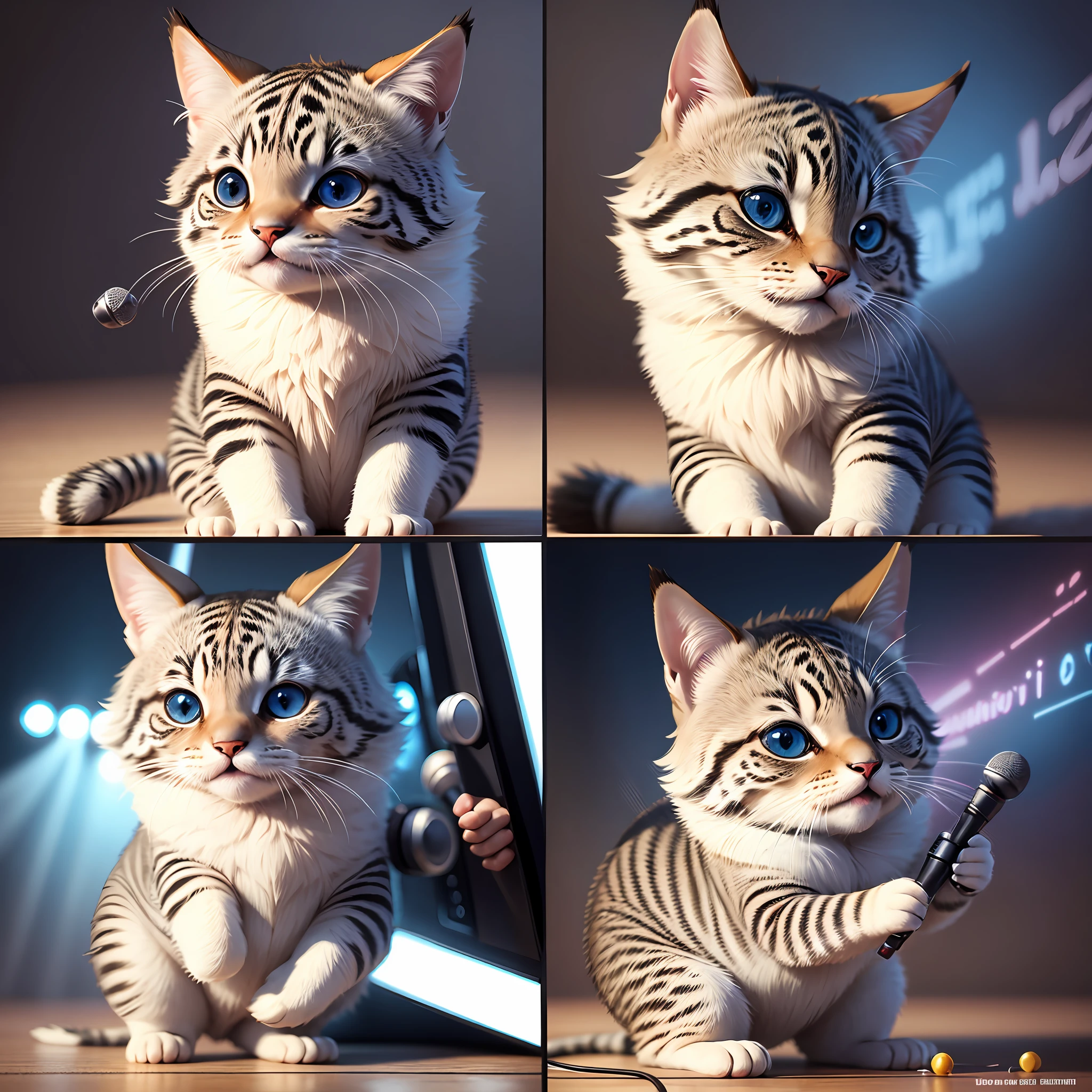 Cute animals holding microphones singing and dancing --auto --s2