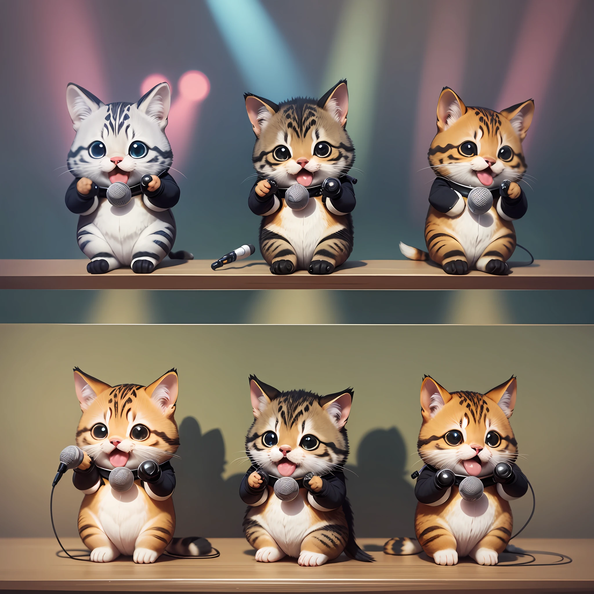 Cute animals holding microphones singing and dancing --auto --s2
