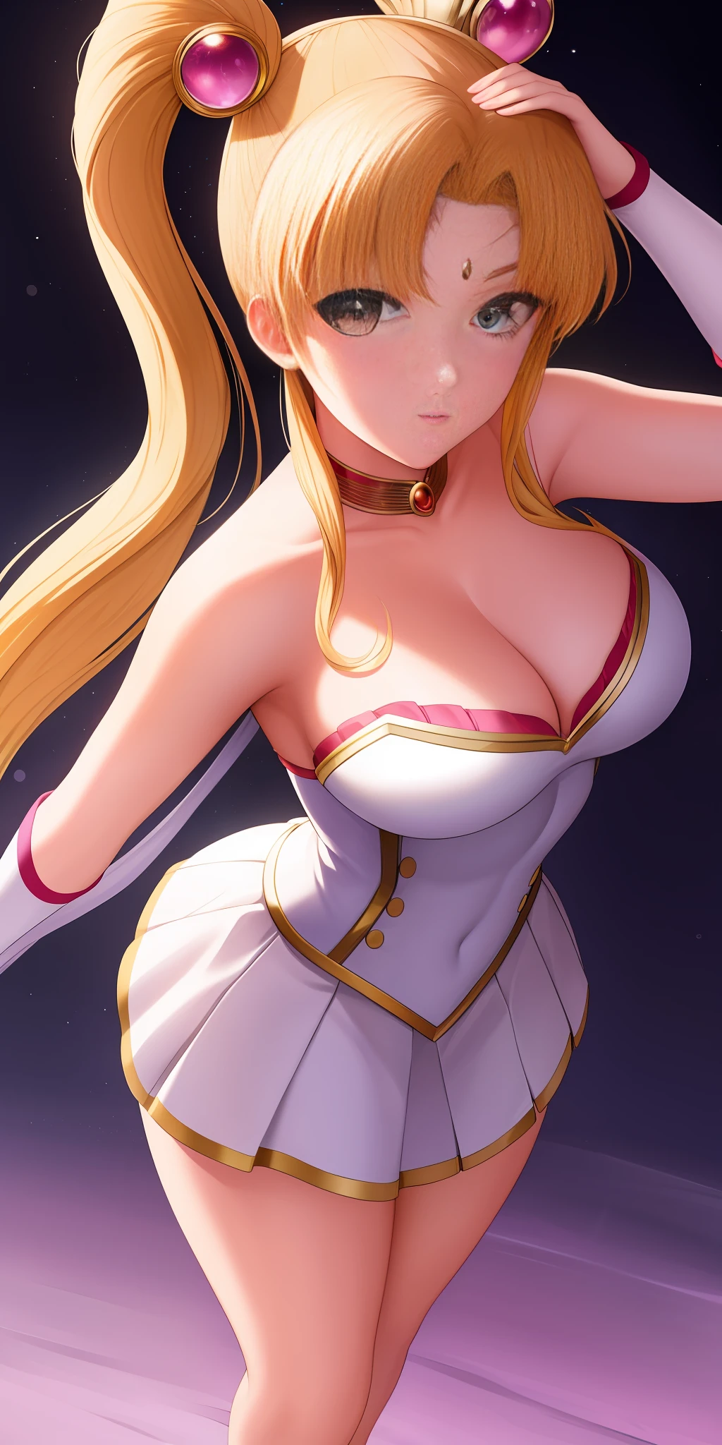 SMUsagiTsukino, large_breasts, standing, solo, masterpiece, best quality, detailed face, detailed eyes, highres, masterpiece, best quality, detailed face, detailed eyes, highres, SMSuperOutfit