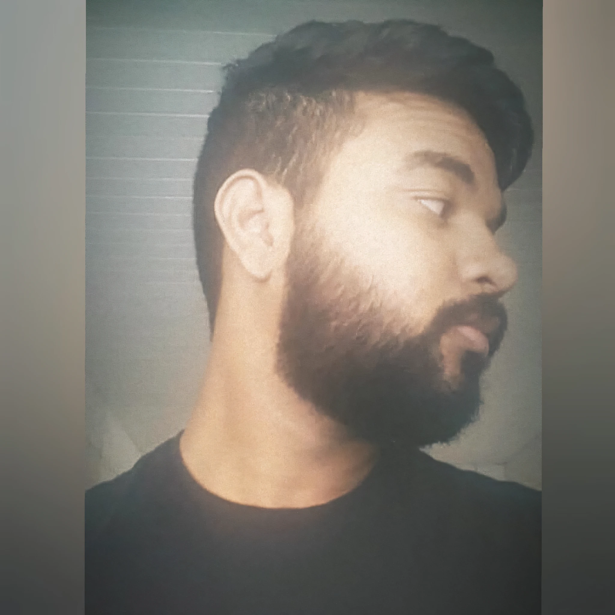 there is a man with a beard and a black shirt, short beard, with a small beard, with a full black beard, small beard, short scruffy beard, shadow of beard, without beard, thin beard, one side haircut, neat beard, shaved beard, thick beard, some beard, full beard, portait photo profile picture