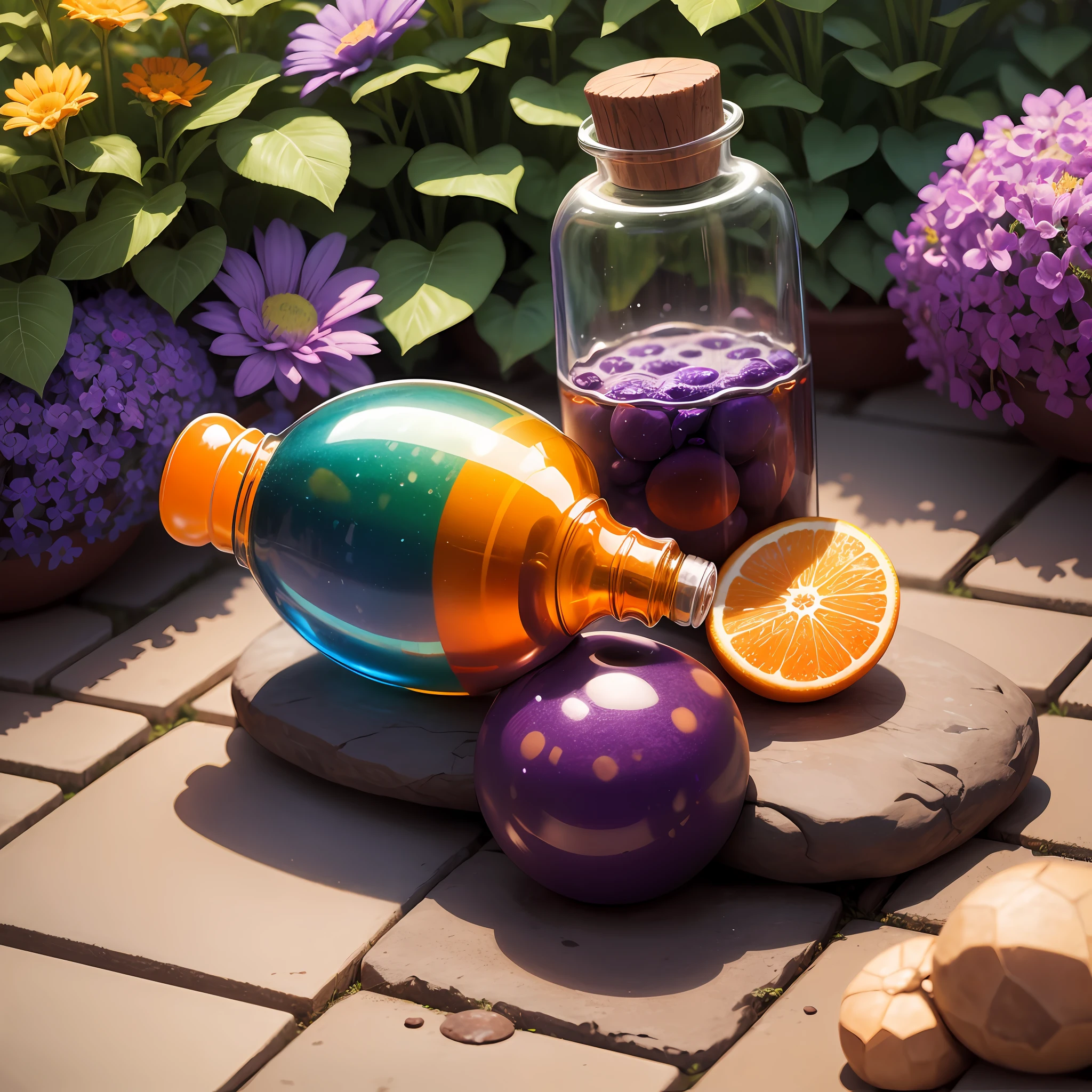 bottle, autism, puzzle, brazilian, colorful, magic, brown skin, brown skin, 4k, miniature, garden, nature, purple, orange, sketch