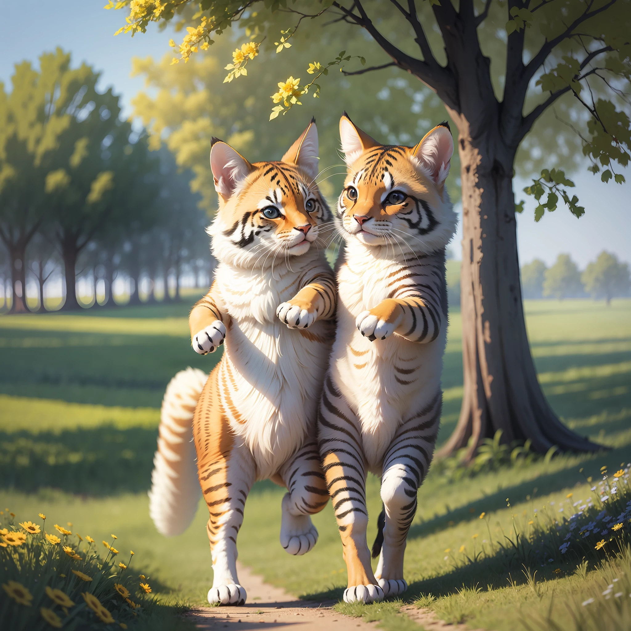 Cute animals dance hand in hand in the sunny meadow --auto --s2