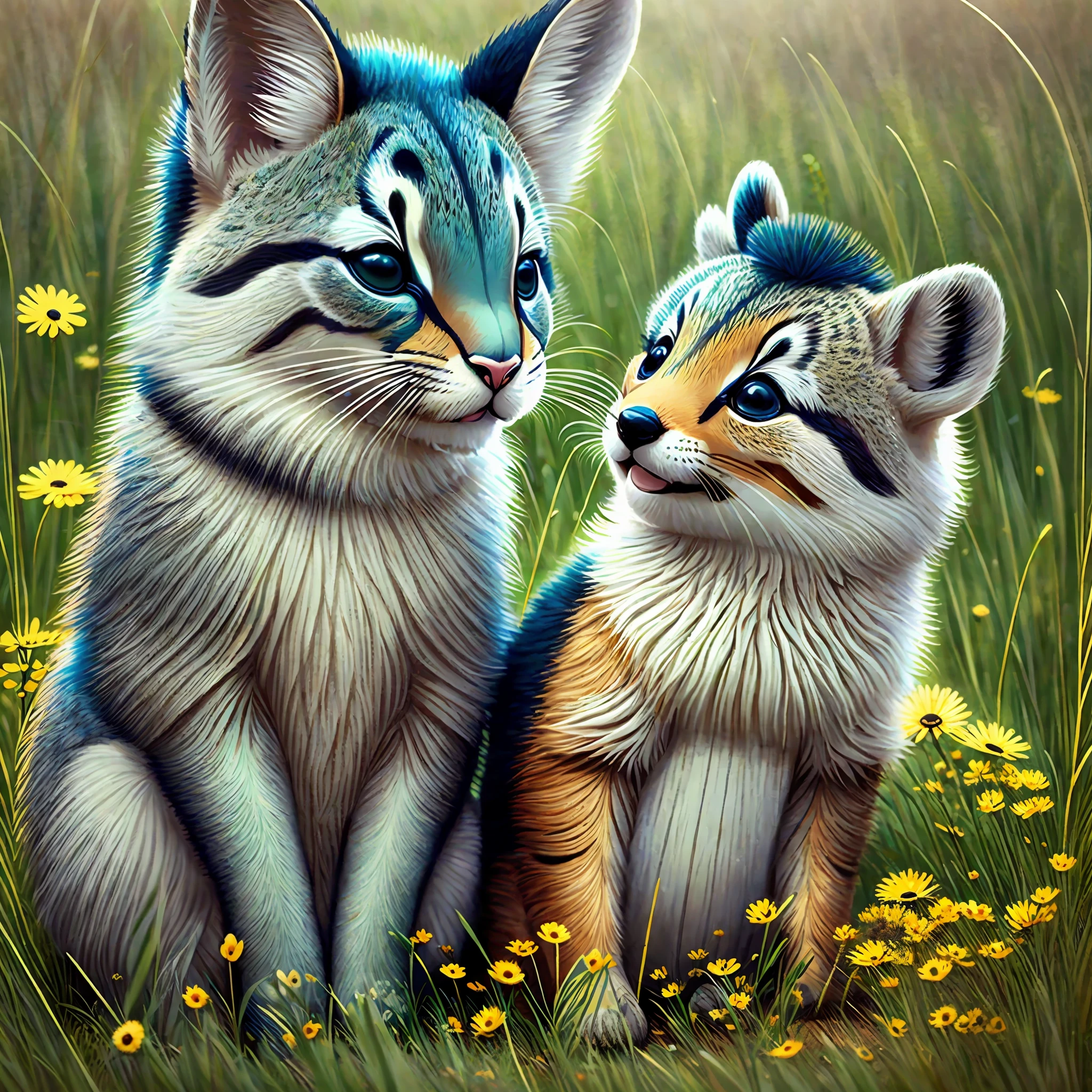 Cute animals laughing together in the meadow --auto --s2