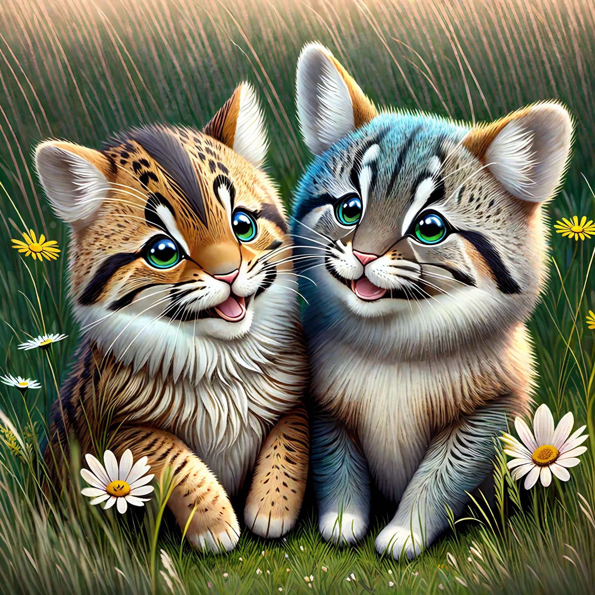 Cute animals laughing together in the meadow --auto --s2