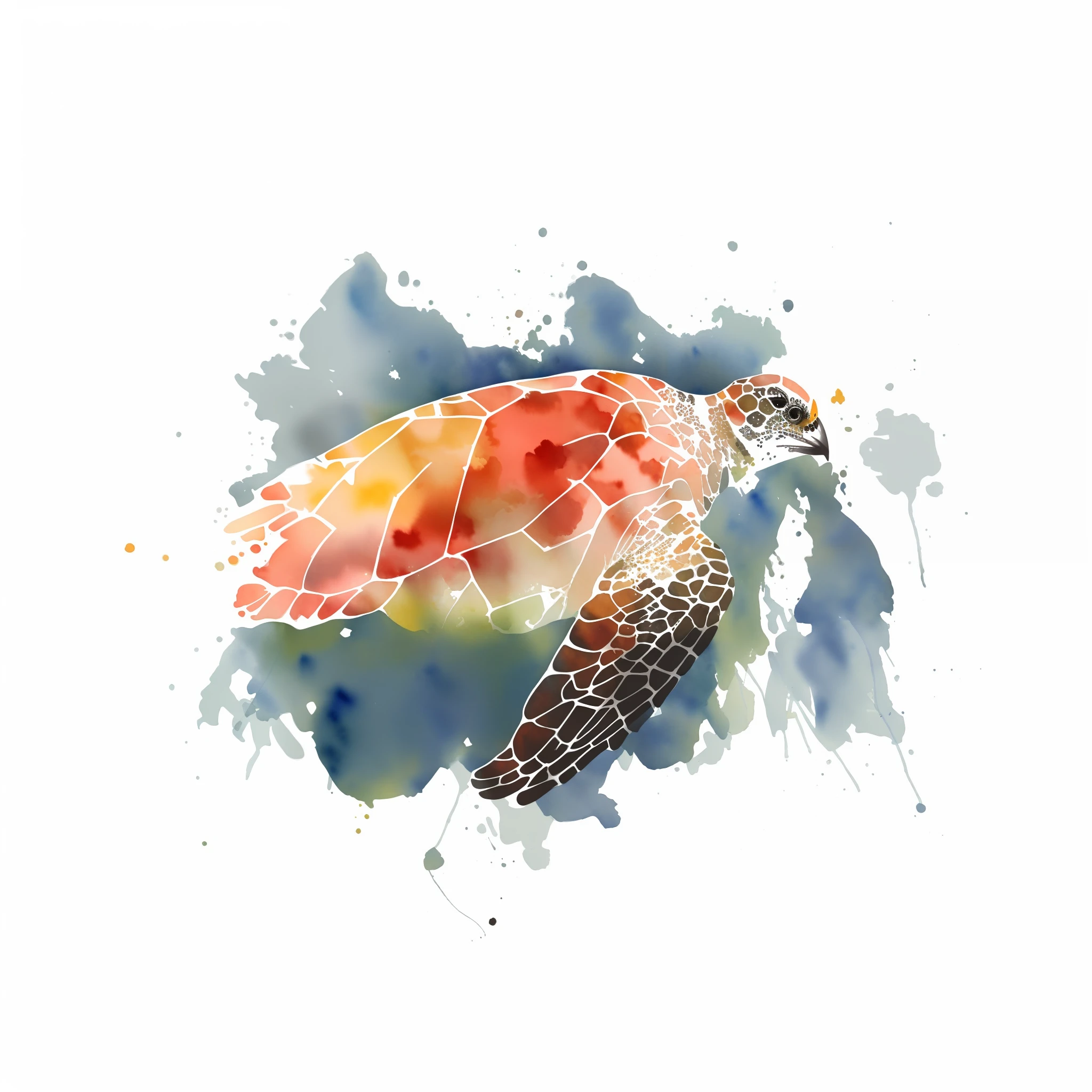 a watercolor painting with a white background a ink splash, realistic, ink splash, ink splatter