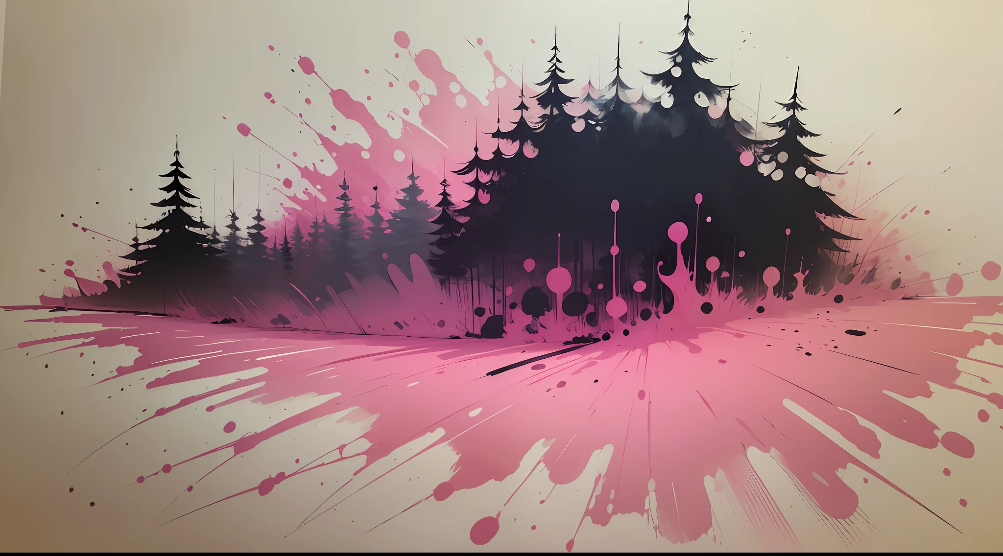 ink drawing of, in the style of American, pink on white, brushwork exploration, emotive expressionism., Color Field painting --auto --s2