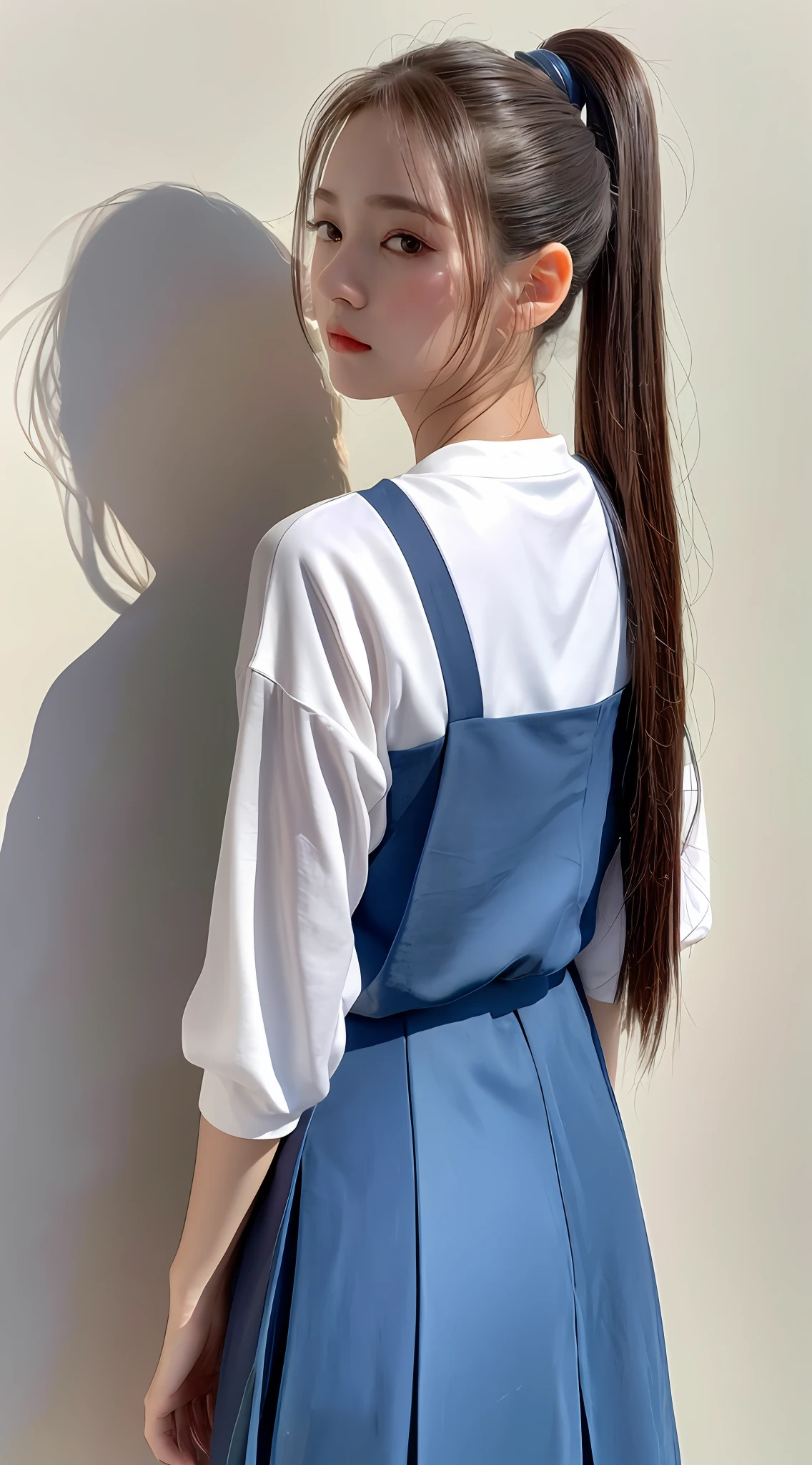 Ultra High Resolution, Best Quality, Photo, 4k, (Realisticity: 1.4), 1girl, High Ponytail, Colorful Hanfu, Lace Print, Back Arms, Gradient Hair, Surrealism, Shadow, Diorama Stereogram, Diorama Atmospheric Perspective, Sony FE GM, 8k, Super Detail, Best Quality,