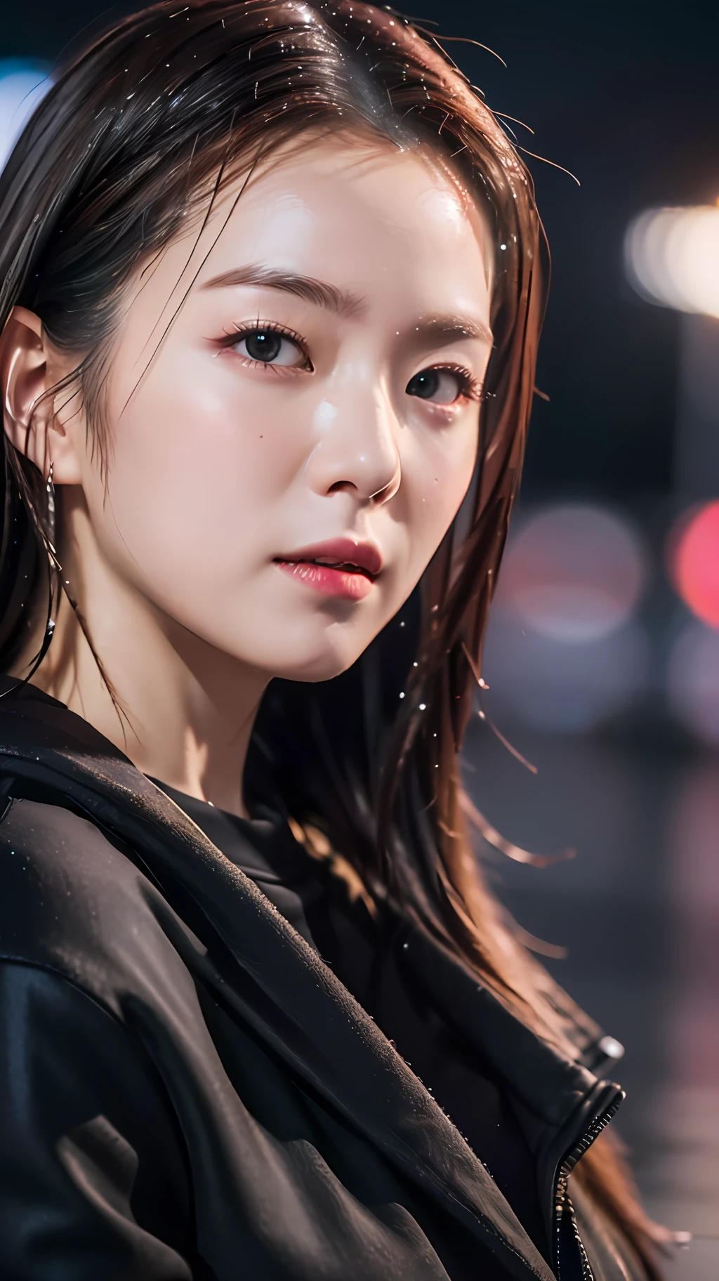 mix4,(8k, RAW photo, best quality, master:1.2), (realistic, photo-realistic:1.37),1girl,cute,cityscape,night,rain,wet,professional lighting,photon mapping,radiosity,physically-based rendering ,