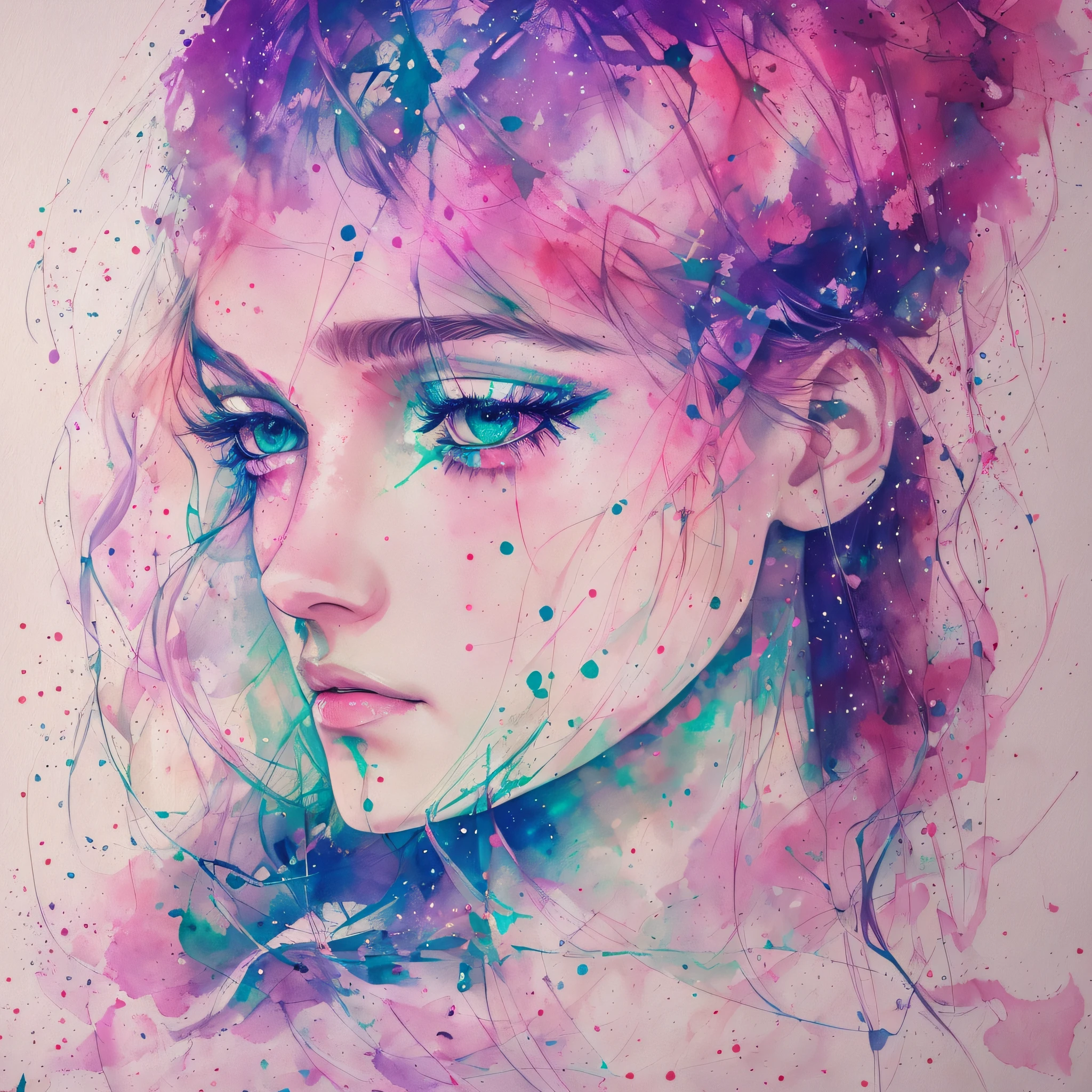 an agnes cecile woman, luminous design, pastel colors, ink drips, autumn lights, artwork for frame, Ultra HD, 8k