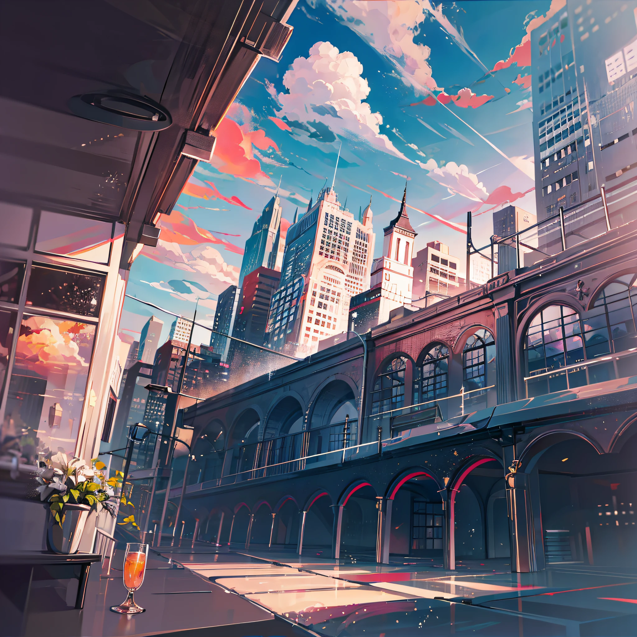 cocktailworld, no humans, scenery, summer, sky, cloud, blurry background,
masterpiece, best quality, ultra detail,
