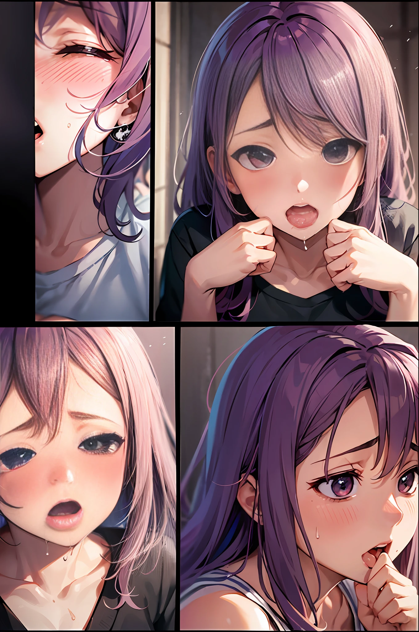 Blushing, embarrassment, reluctance, distress, flushing, orgasmic face, orgasmic face, intoxication, enjoyment