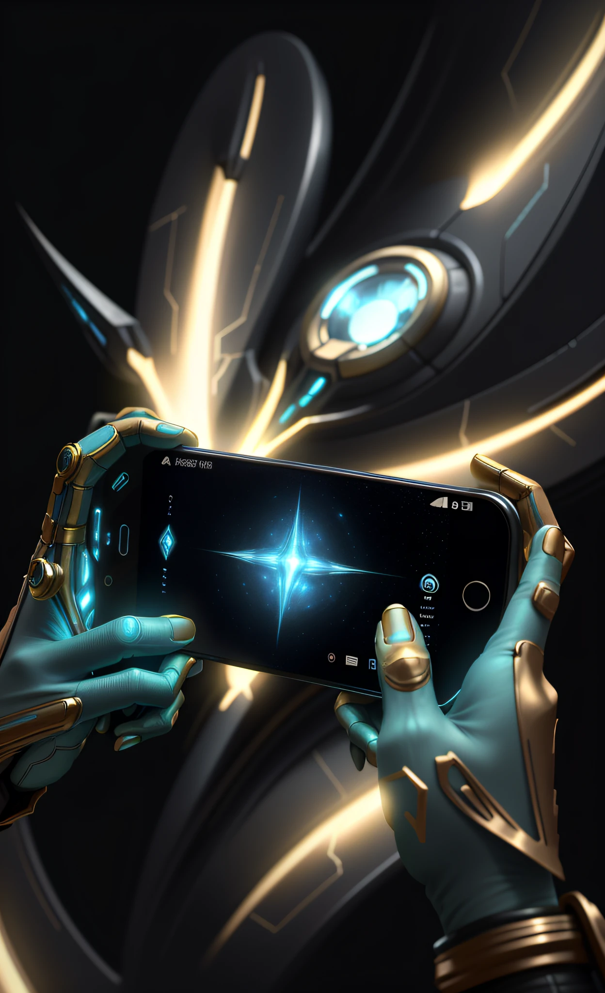 mobile phone, ProtossAI, no one, technology, close-up, sci-fi scenes, playing games, mobile games,