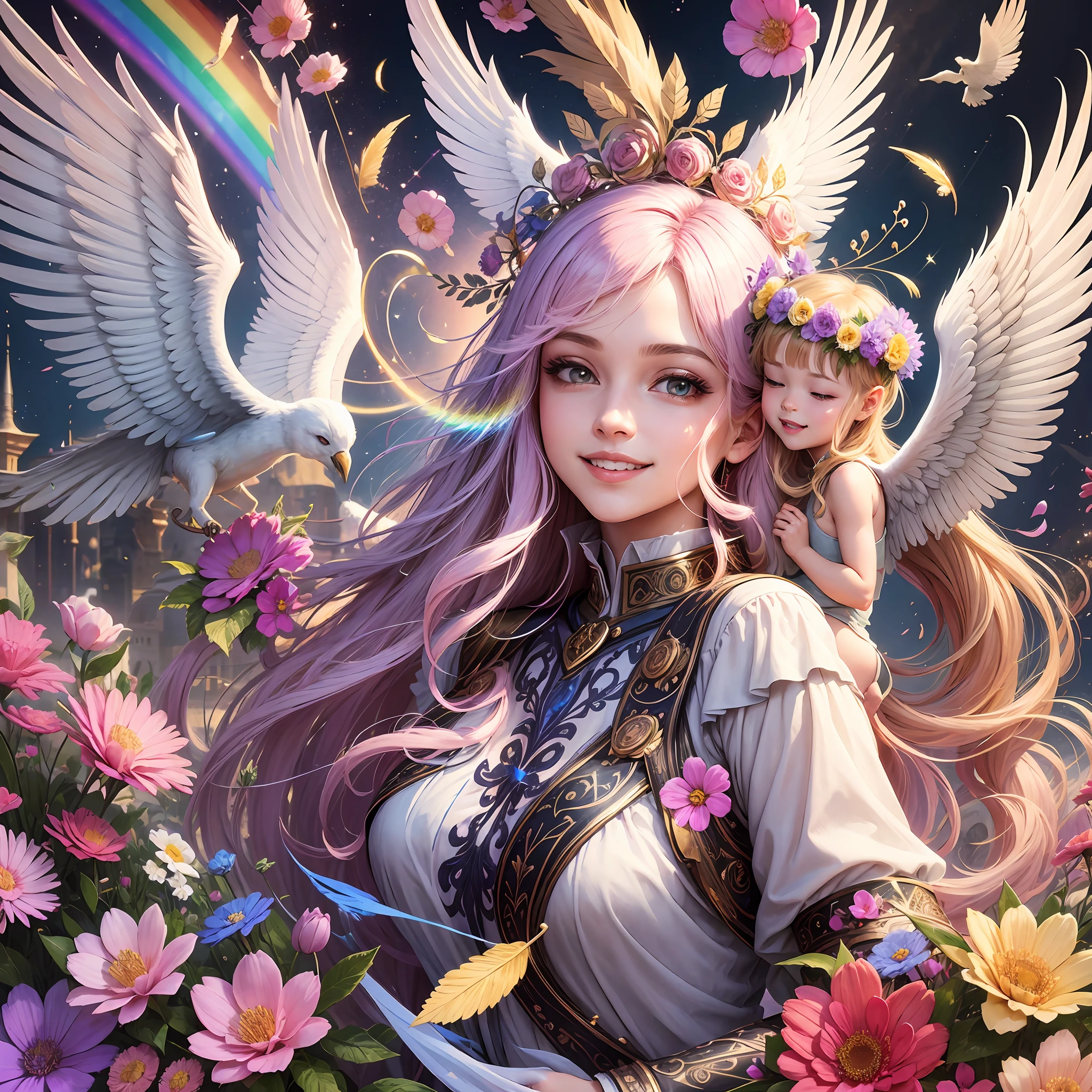 colorful flowers, sparkle, mysterious