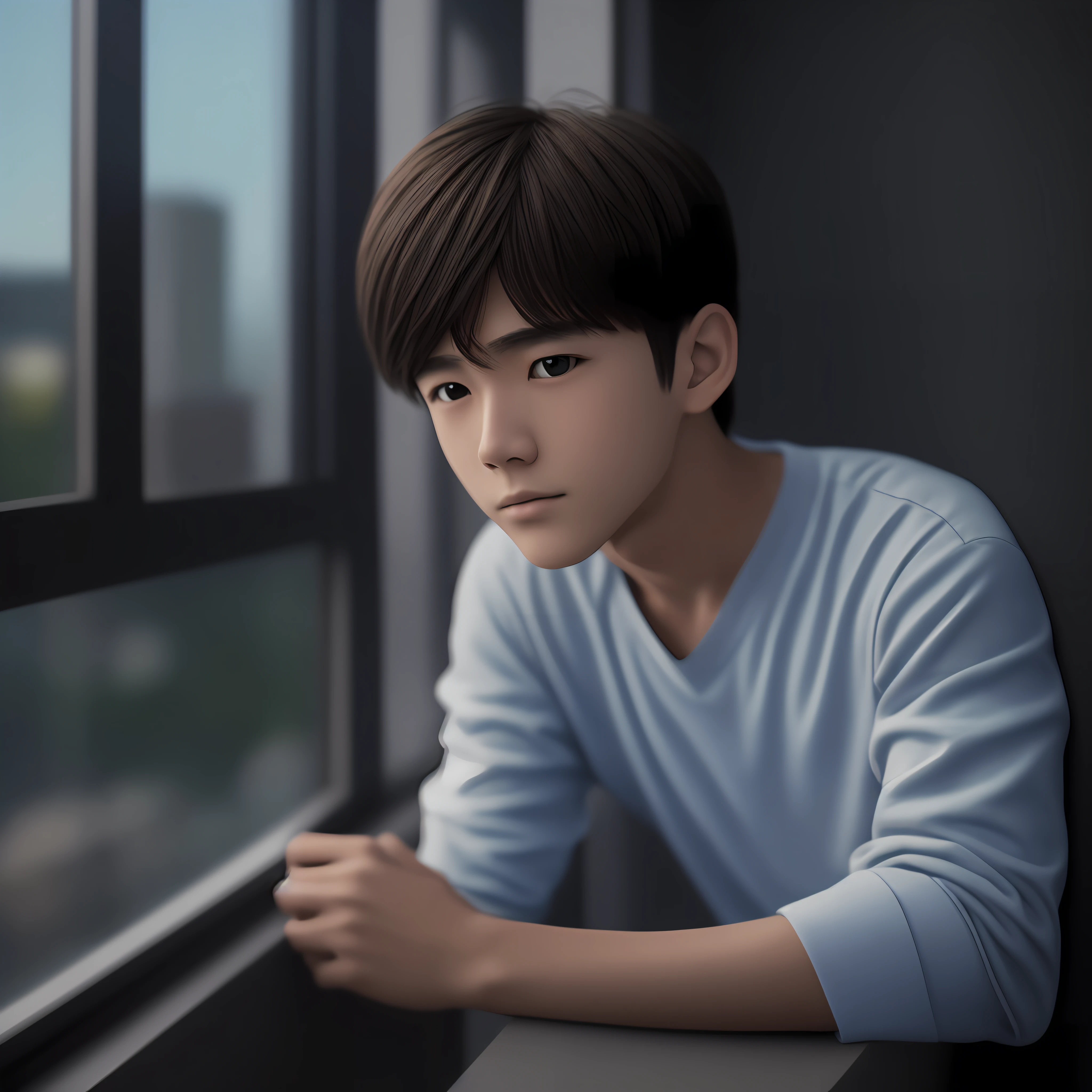 (realistic, photo realistic: 1.4), 1 boy in casual clothes, ((hotel)), leaning against window, (daytime), bear doll, sunshine boy style, (RAW photo, best quality), masterpiece, extremely delicate handsome, amazing, fine details, extremely detailed CG Unity 8k wallpaper, high resolution, soft light, handsome and delicate Chinese boy, soft light, well-proportioned body, detailed eyes, detailed face --auto --s2