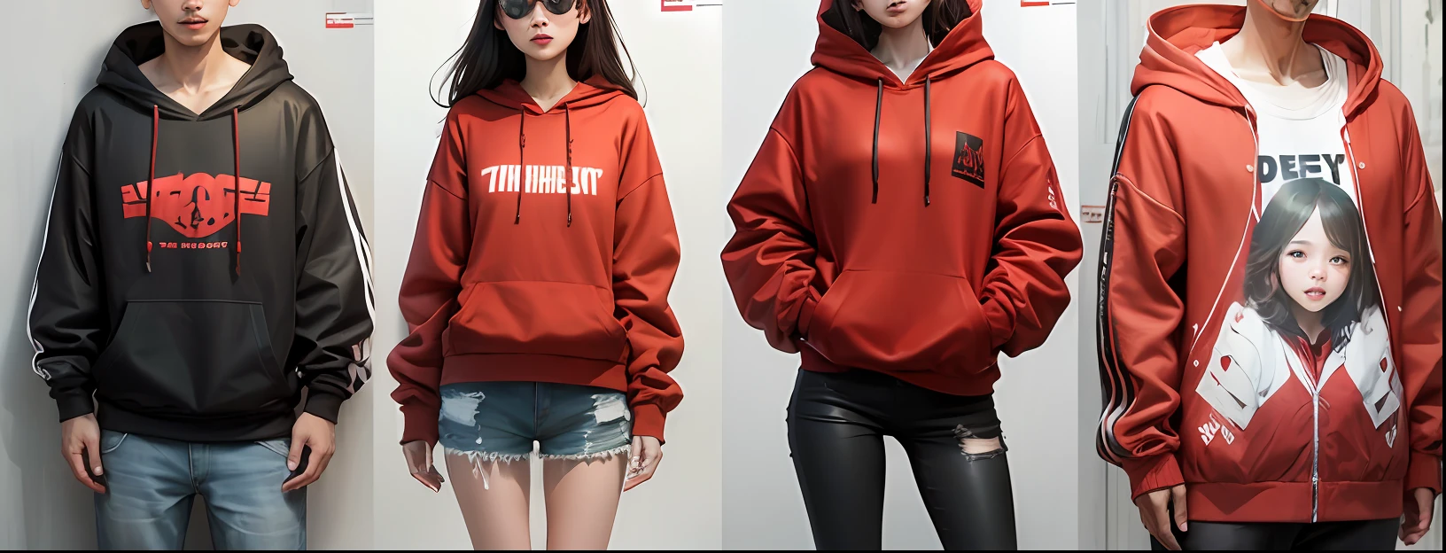 A rebbit look wealthy and happy wear red hoddie and clothes background --auto --s2