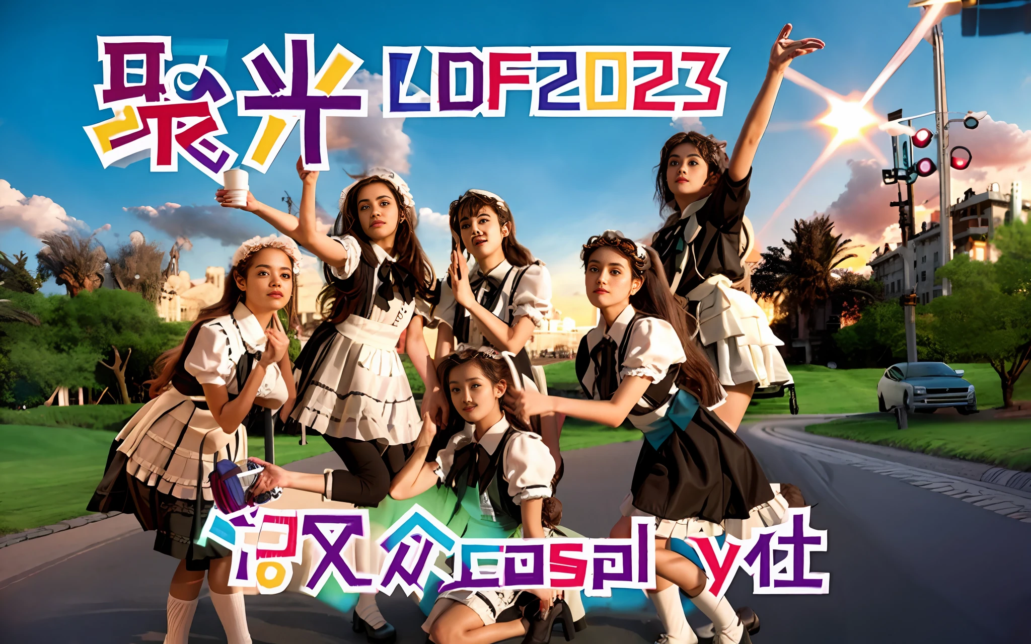 Close-up of a group of girls posing for a photo, maid