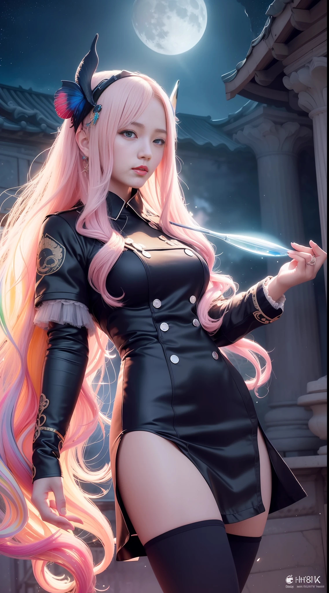 (8k, RAW photo:1.2),best quality, ultra high res,dramatic angle,(fluttered detailed color splashs), (illustration),(((1 girl))),(long hair),(rain:0.9),(hair ornament:1.4),there is an ancient palace beside the girl,chinese clothes,(focus on), color Ink wash painting,(color splashing),colorful splashing,(((colorful))),(sketch:0.8), Masterpiece,best quality, beautifully painted,highly detailed,(denoising:0.6),[splash ink],((ink refraction)), (beautiful detailed sky),moon,highly,detaild,(masterpiece, best quality, extremely detailed CG unity 8k wallpaper,masterpiece, best quality, ultra-detailed),(Lycoris radiata),