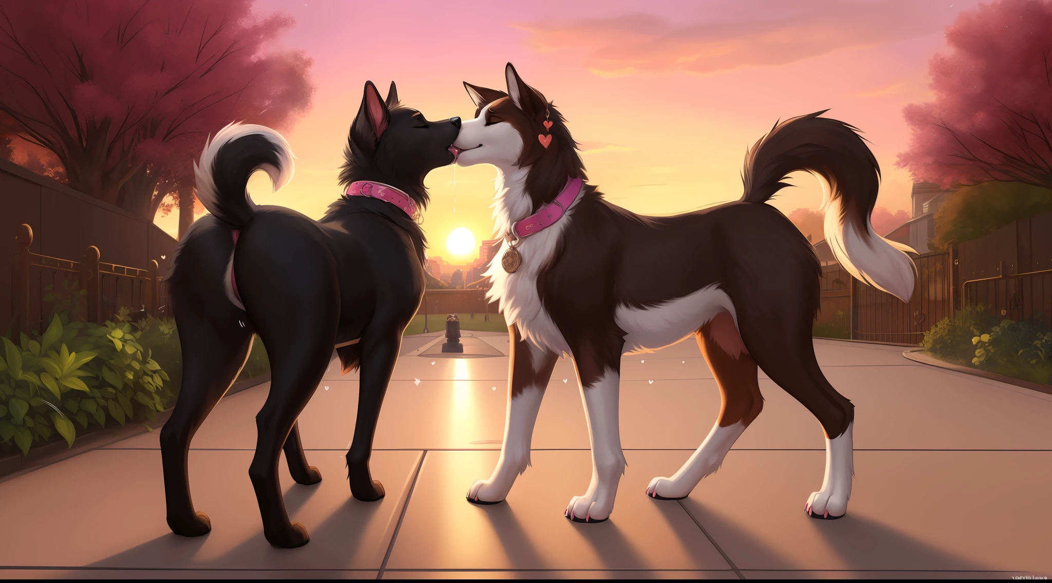 2 mature female dogs sharing an intense and messy kiss, by pino daeni, by reallynxgirl, by chunie, by foxovh, hi res, absurd res, 8k, masterpie(in pool),ce, floating hearts, (fuzzy butt:1.4), (fur:1.4), isometric view, best quality, butt focus, hindquarters, sunset clouds, starry sky, sparkles, good lighting, light beam, floating hearts, ((beautiful dog park)), by roly, (mature feral), wide hips, big butt, (duo), (long eyelashes:1.1), (2 dogs), (tall dog), collie, saluki, domestic dog, curled tail, (kissing:1.3), (nose to nose:1.4), (excessive drooling), feminine collar, ear accessory, tail accessory, whiskers, big blocky snout, groomed fur, unique fur pattern, excessive drooling, feral canid, feral canine, feral mammal, canis, eyes closed, feral on feral, food, fruit, (making out), plant, saliva, aggressive kissing, (forced), violent, (angry), (directed motion outline:1.6), (path lines:1.6), (direction lines:1.6), (motion lines:1.7), (motion path:1.6), (motion trail.4), female/female, (girly:1.5), (feral), open mouth, by totesfleisch8, black butt markings, tribalism, french kissing, standing, tailwag, hugging, embrace, (multi nipple), leash, fire hydrant, walking, ((steampunk)), rear view, front view,