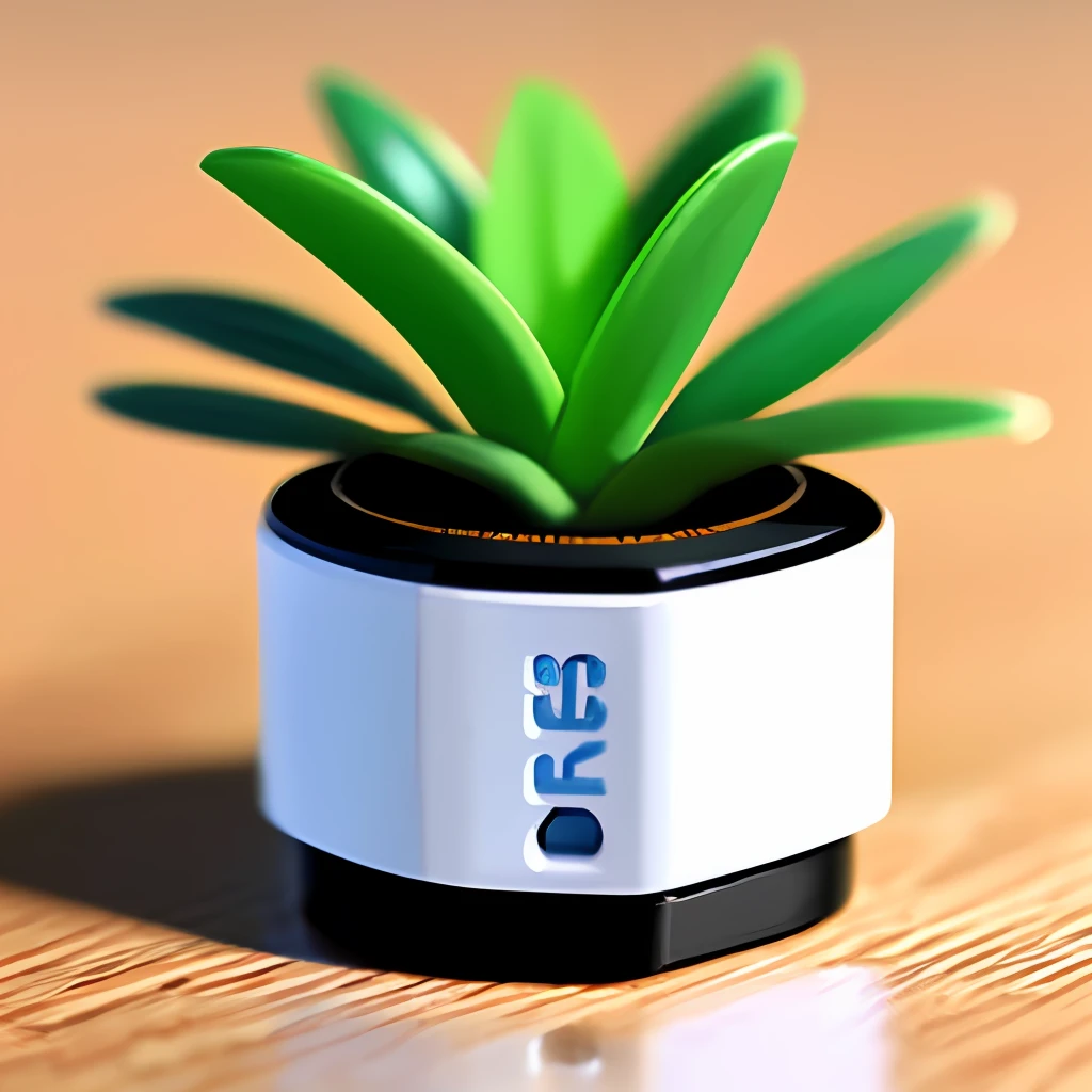 A USB flash drive is placed on the table A little close-up, give a close-up, with a little plant decoration around, the overall bright style