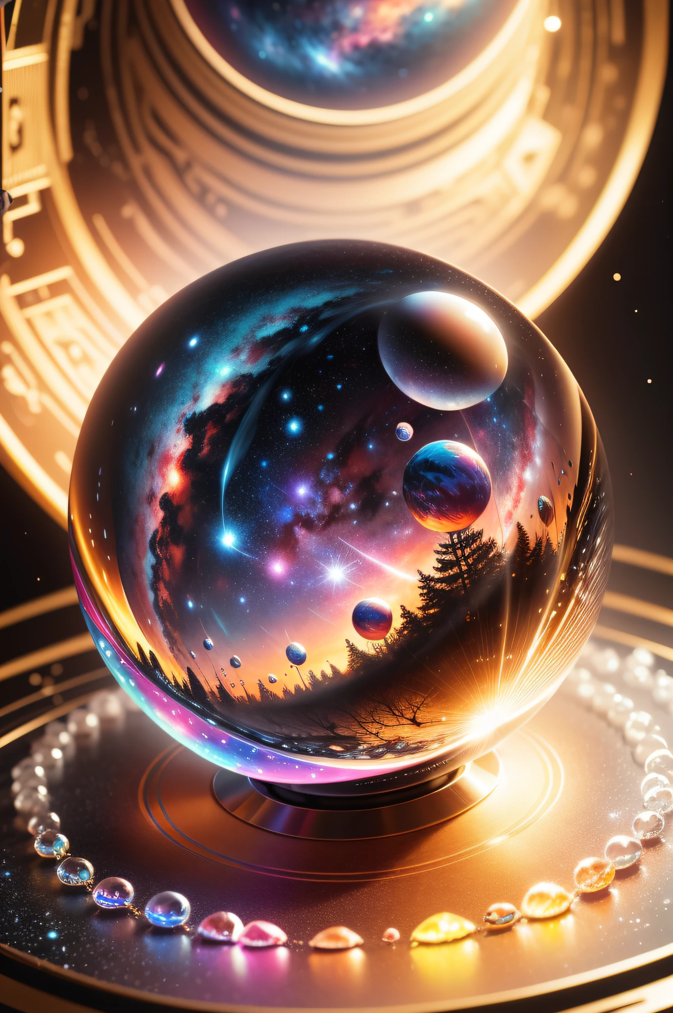 mini\(ttp\), (8k, RAW photo, best quality, masterpiece:1.2), colorful background, clean background, depth of field, black holes, galaxies, miniature, landscape, isometric, in Crystal ball,