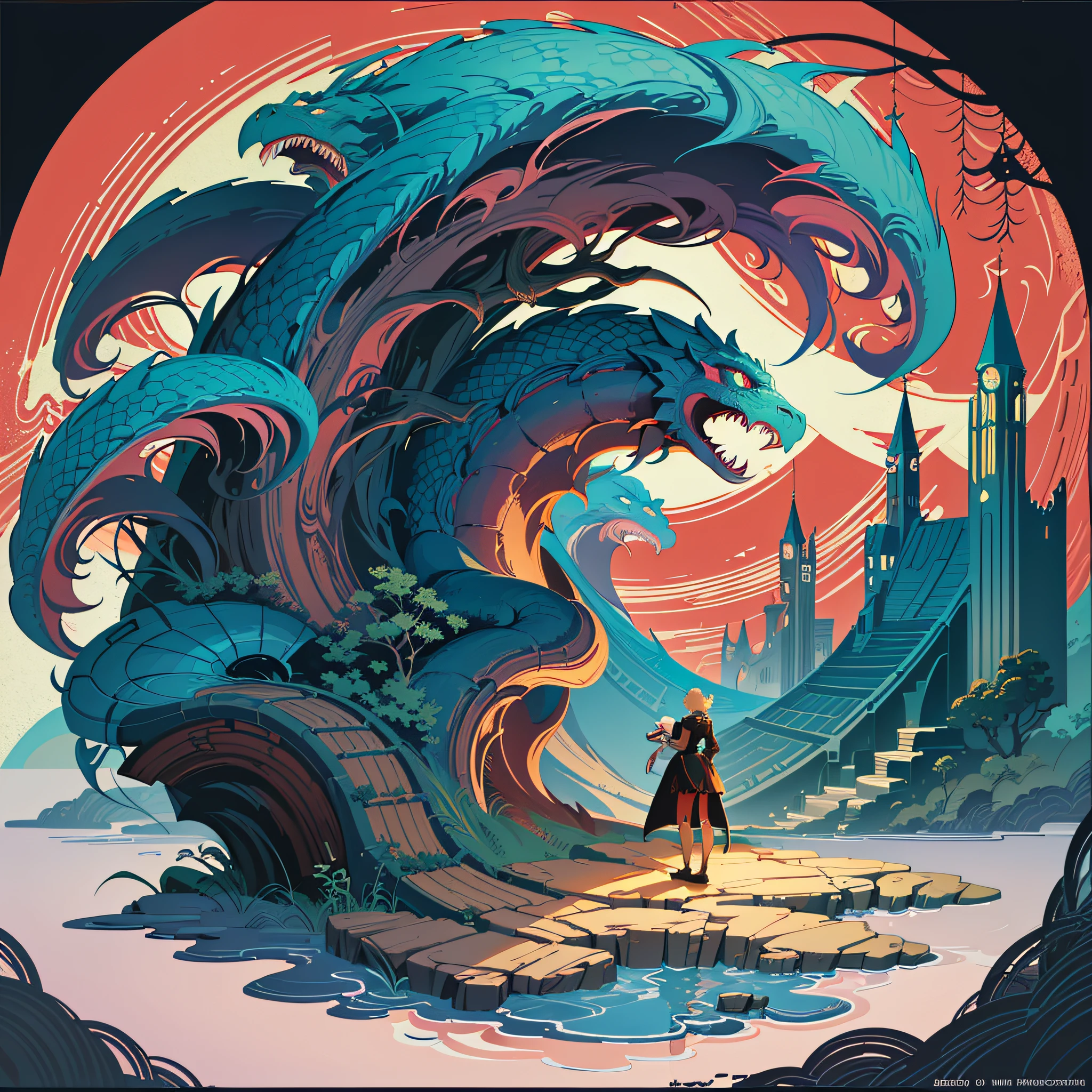 a teacher in a The Isle of the Drago, In-depth, Dazzling, Convoluted, in the style of Eyvind Earle, HD-DVD --auto --s2