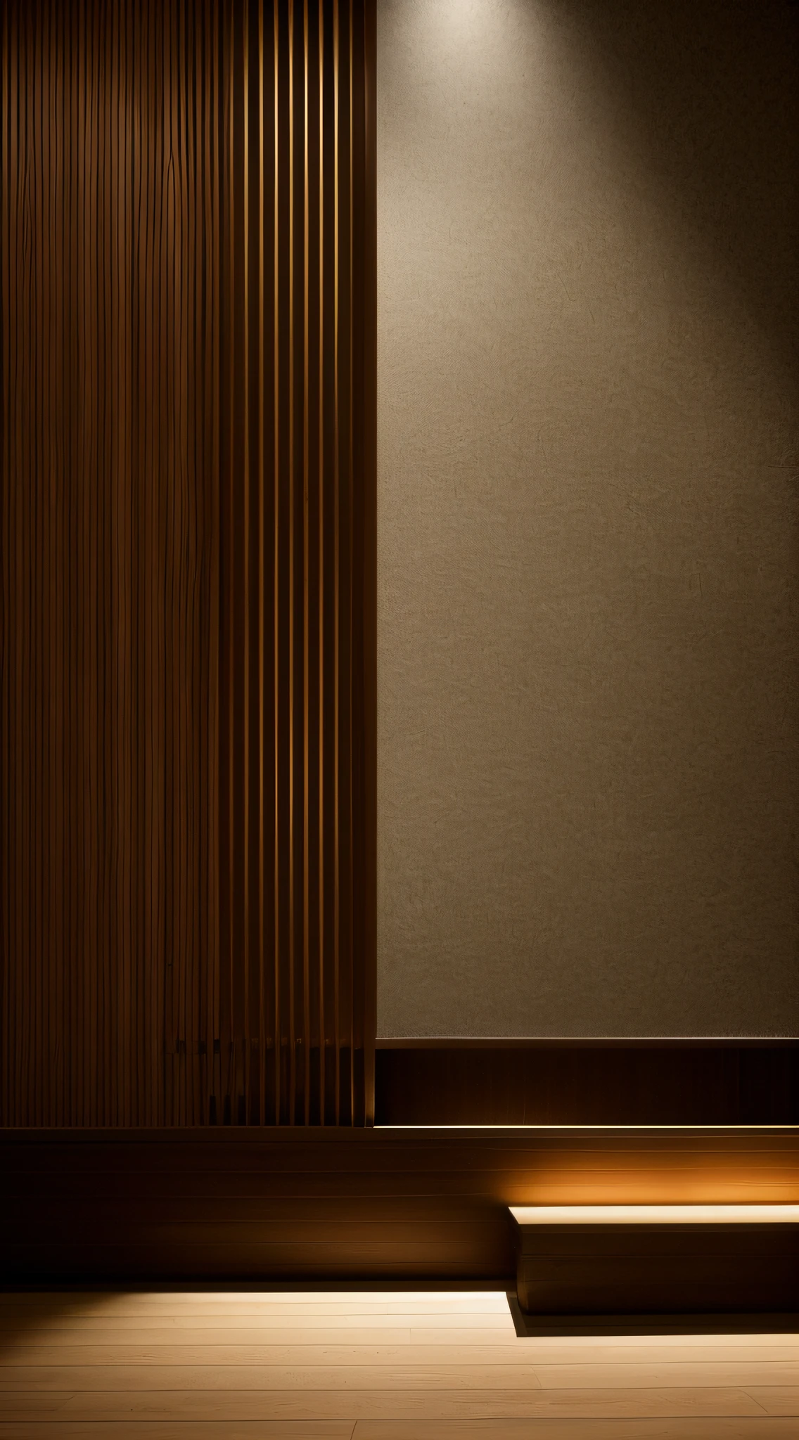 Medium and close view, simple background wall of new Chinese teahouse, dimly lit