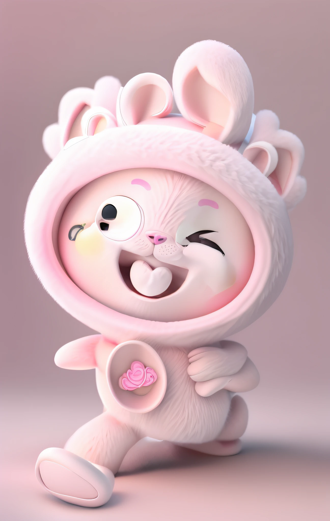 cartoon pink teddy bear with a crown on its head, pink iconic character, beautiful pink little alien girl, wearing a pink rabbit costume, cute character, cute cartoon character, cartoonish cute, cute anthropomorphic bunny, very very kawaii, cooky, cute monster character design, cutie, toonix character, cute kawaii girl, kewpie, kawaii