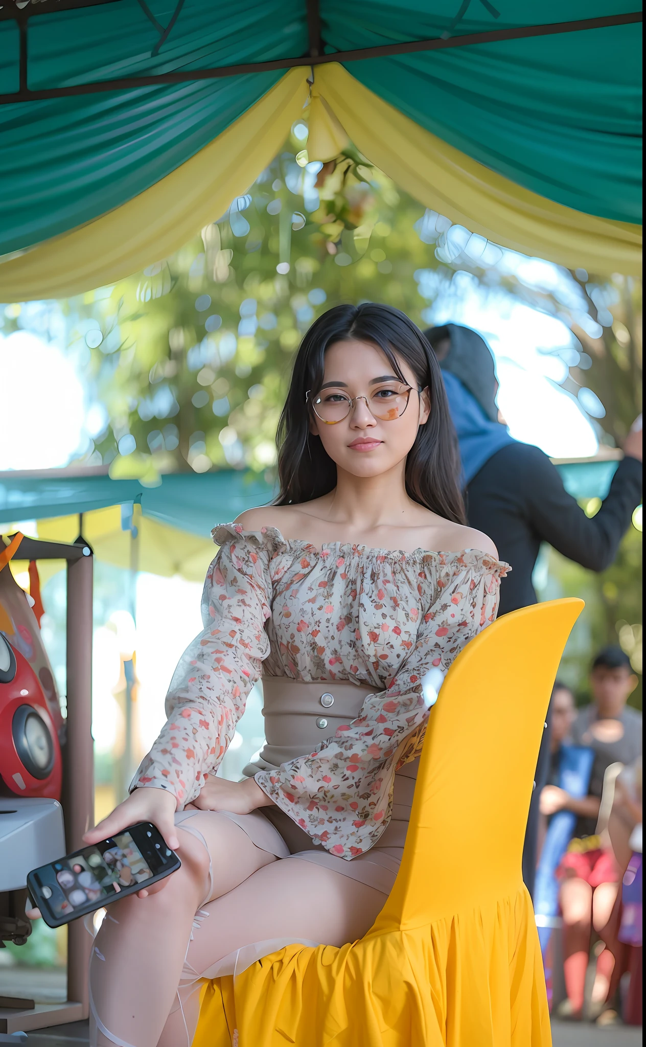 woman sitting on a chair with a remote control in front of a crowd, cute woman, beautiful lady, gorgeous lady, portrait shot, beautiful woman, taken with canon eos 5 d mark iv, beautiful girl, cute girl, mid shot portrait, potrait, shot on nikon z9, taken with canon 8 0 d, photo taken with nikon d 7 5 0